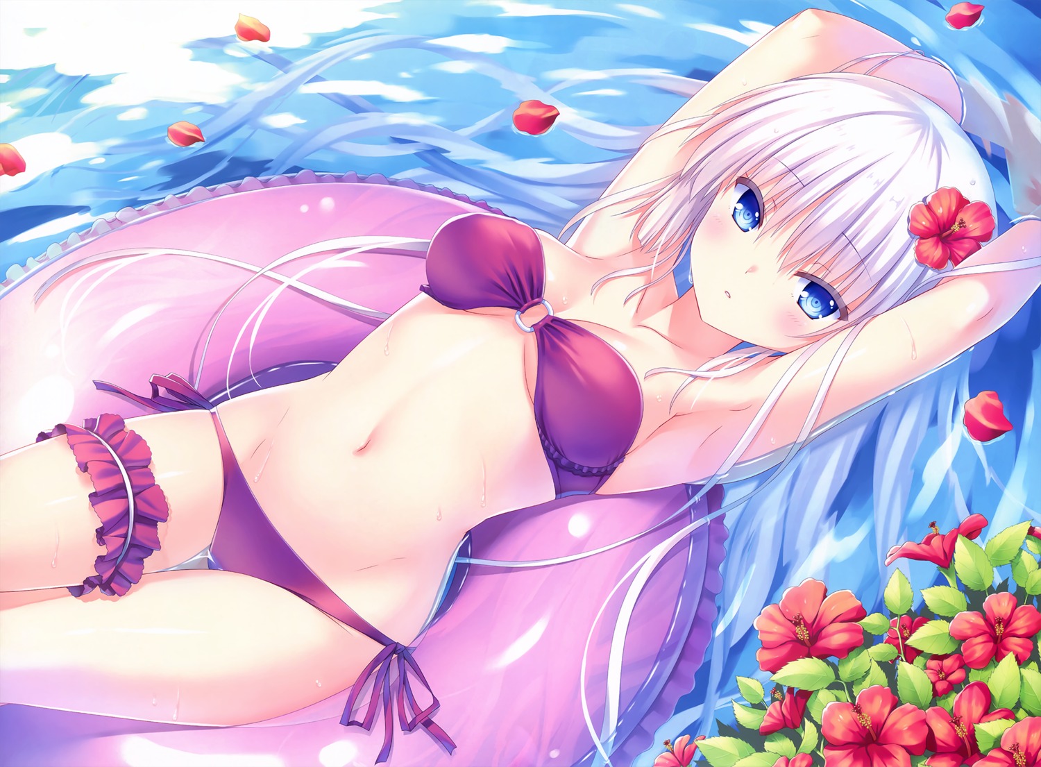 bikini garter key na-ga naruse_shiroha summer_pockets summer_pockets_reflection_blue swimsuits wet