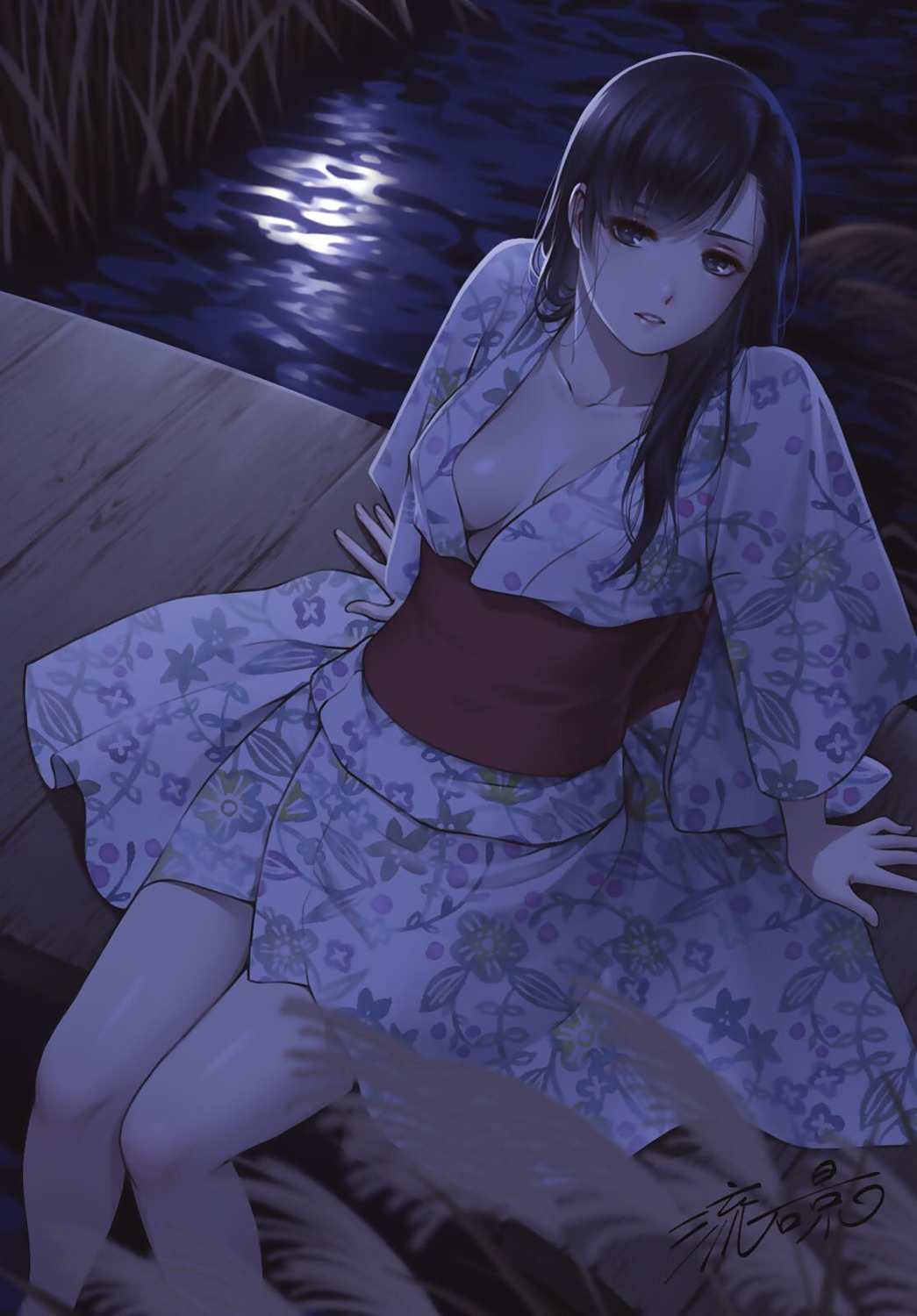 domestic_na_kanojo no_bra open_shirt sasuga_kei tachibana_hina yukata