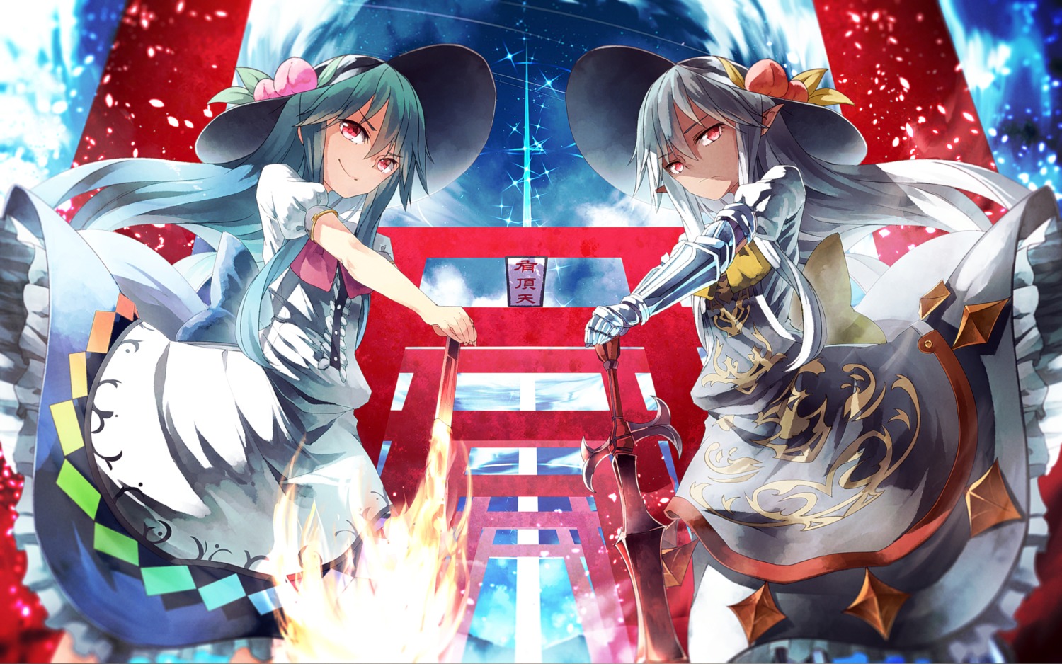 armor buront final_fantasy final_fantasy_xi hinanawi_tenshi ibuki_notsu sword touhou wallpaper