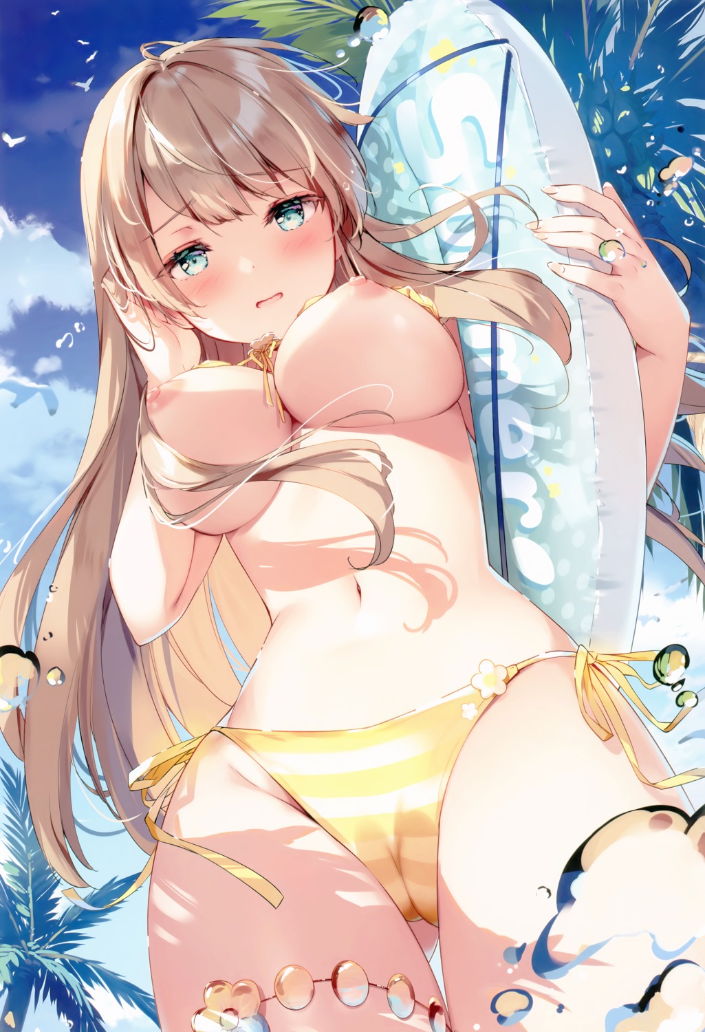 bikini breasts cameltoe garter miyase_mahiro nipples swimsuits wardrobe_malfunction