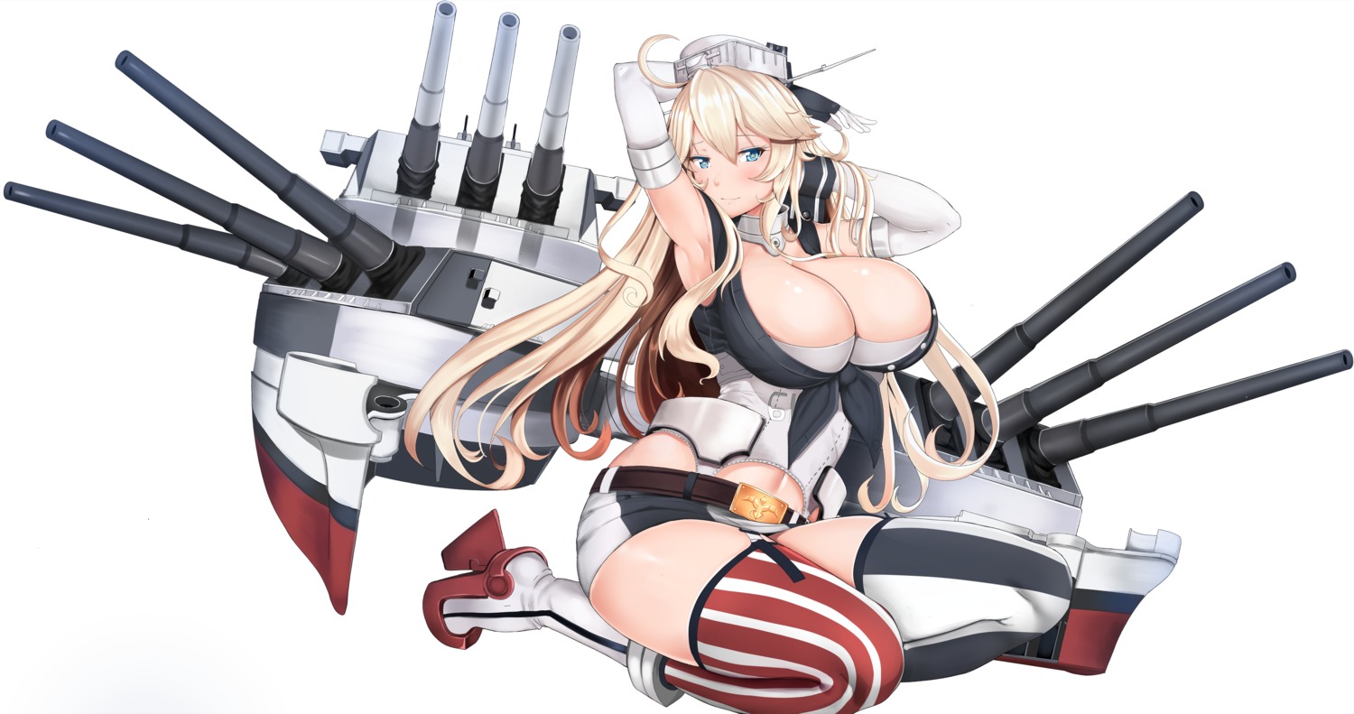 chiyo_goya cleavage heels iowa_(kancolle) kantai_collection stockings thighhighs