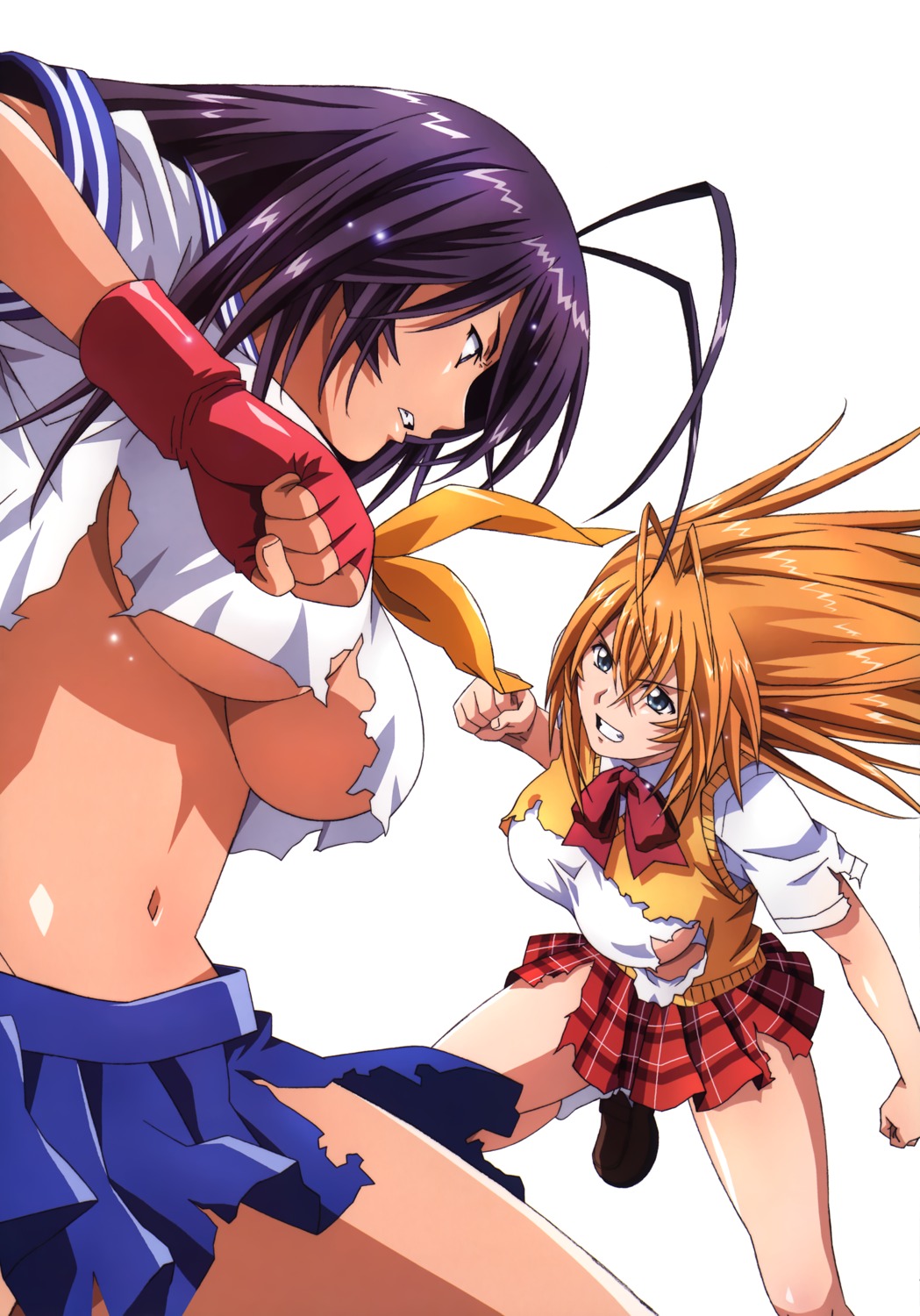 amano_yoki fixed ikkitousen kanu_unchou no_bra seifuku sonsaku_hakufu torn_clothes underboob