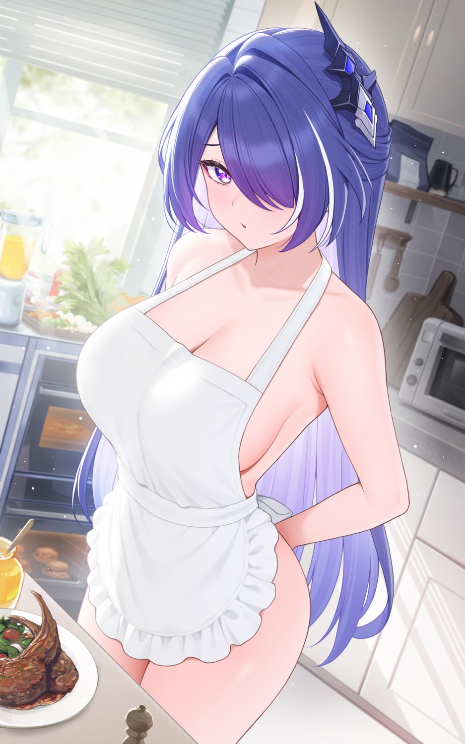 acheron fukuro_ko_(greentea) honkai:_star_rail naked_apron