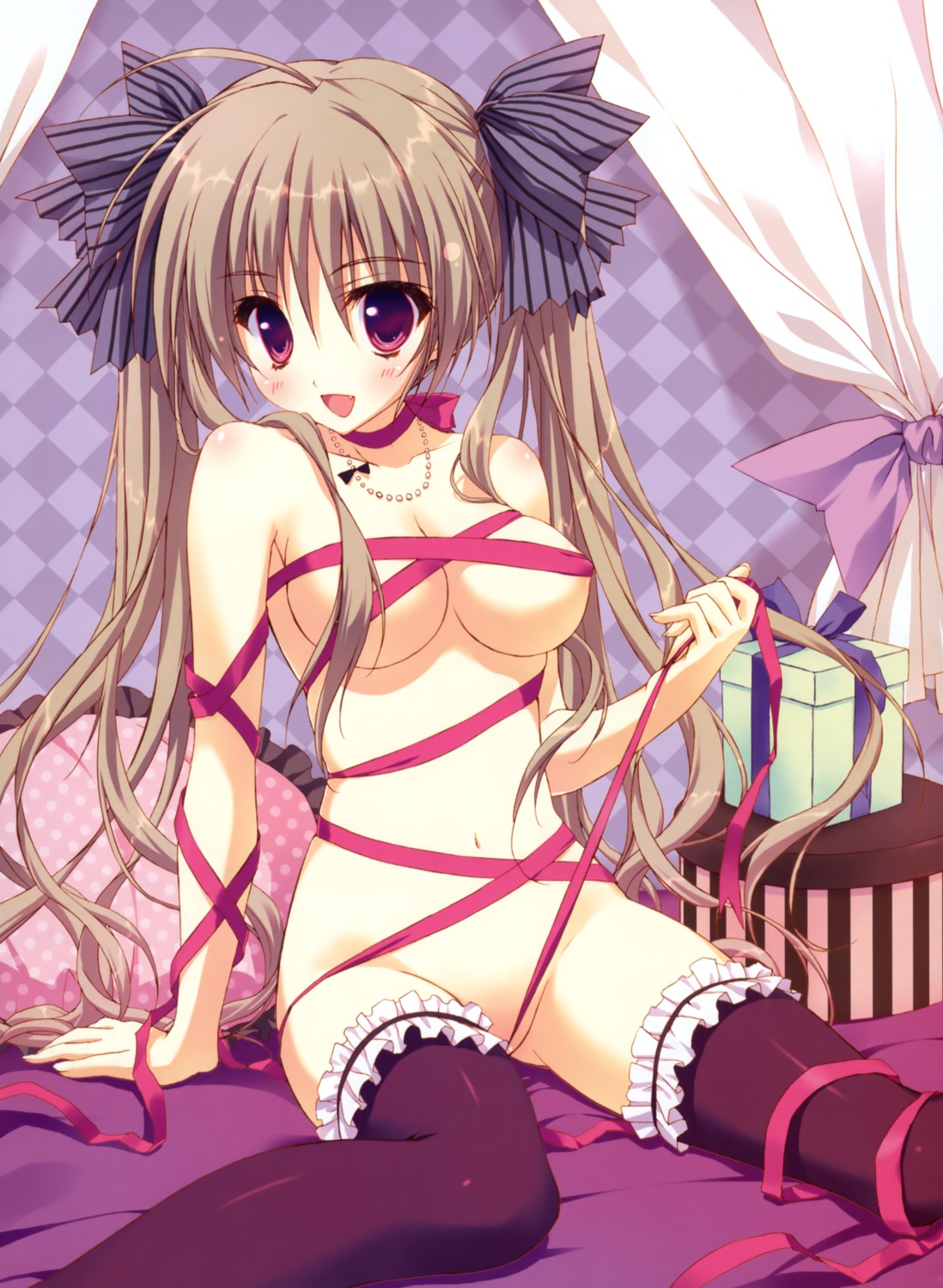 jpeg_artifacts naked_ribbon ryohka thighhighs