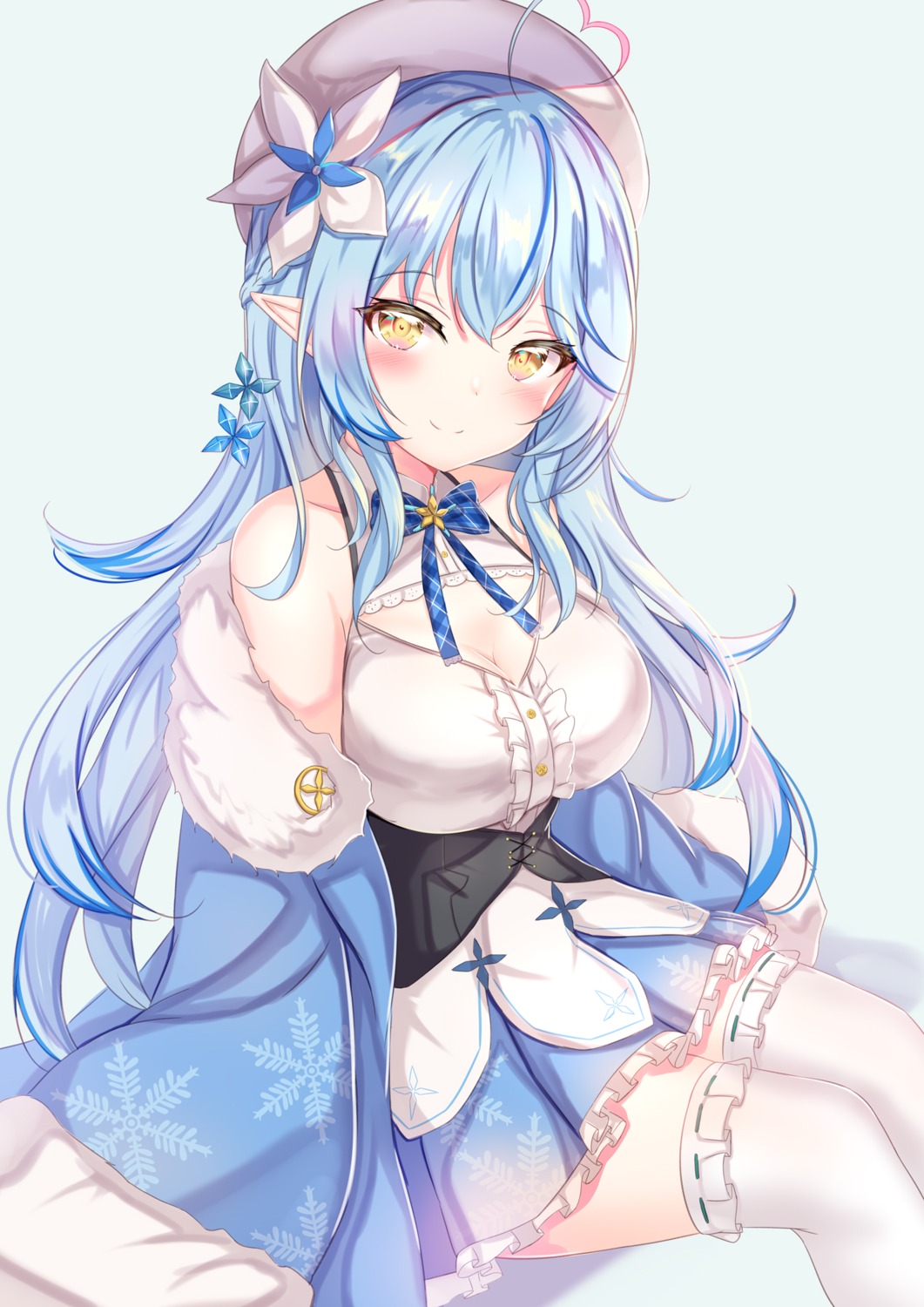 cleavage elf hololive pointy_ears thighhighs yuano yukihana_lamy