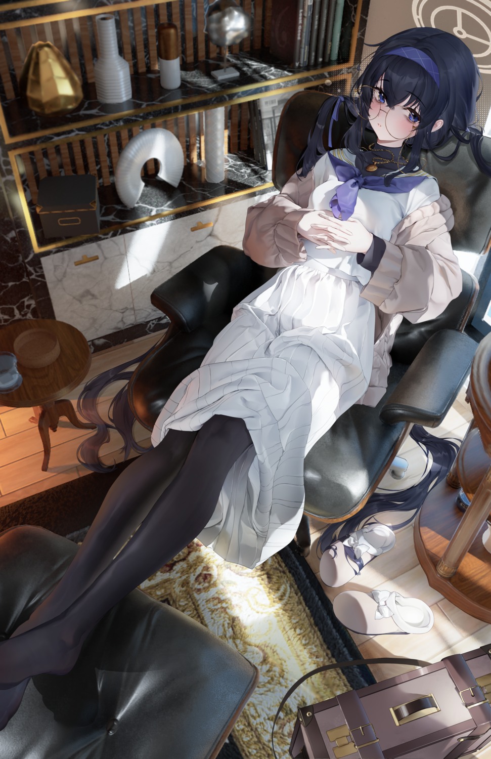 0_0_0 blue_archive halo kozeki_ui megane pantyhose seifuku sweater