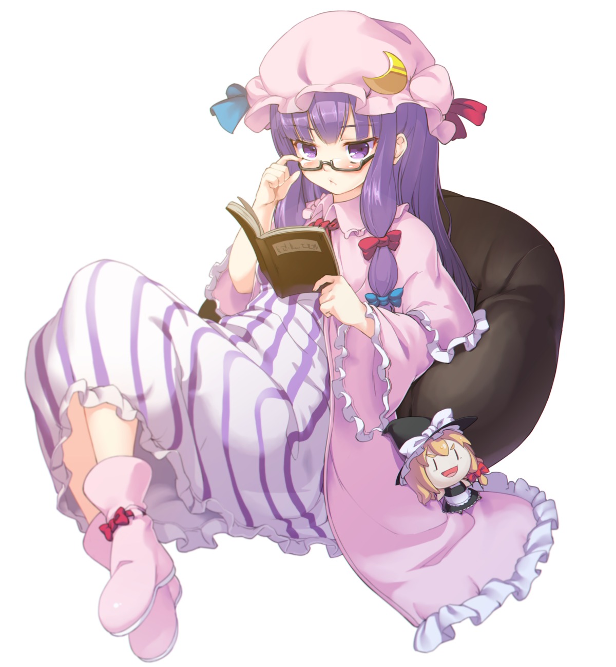 chibi ebiebiebio kirisame_marisa megane patchouli_knowledge touhou