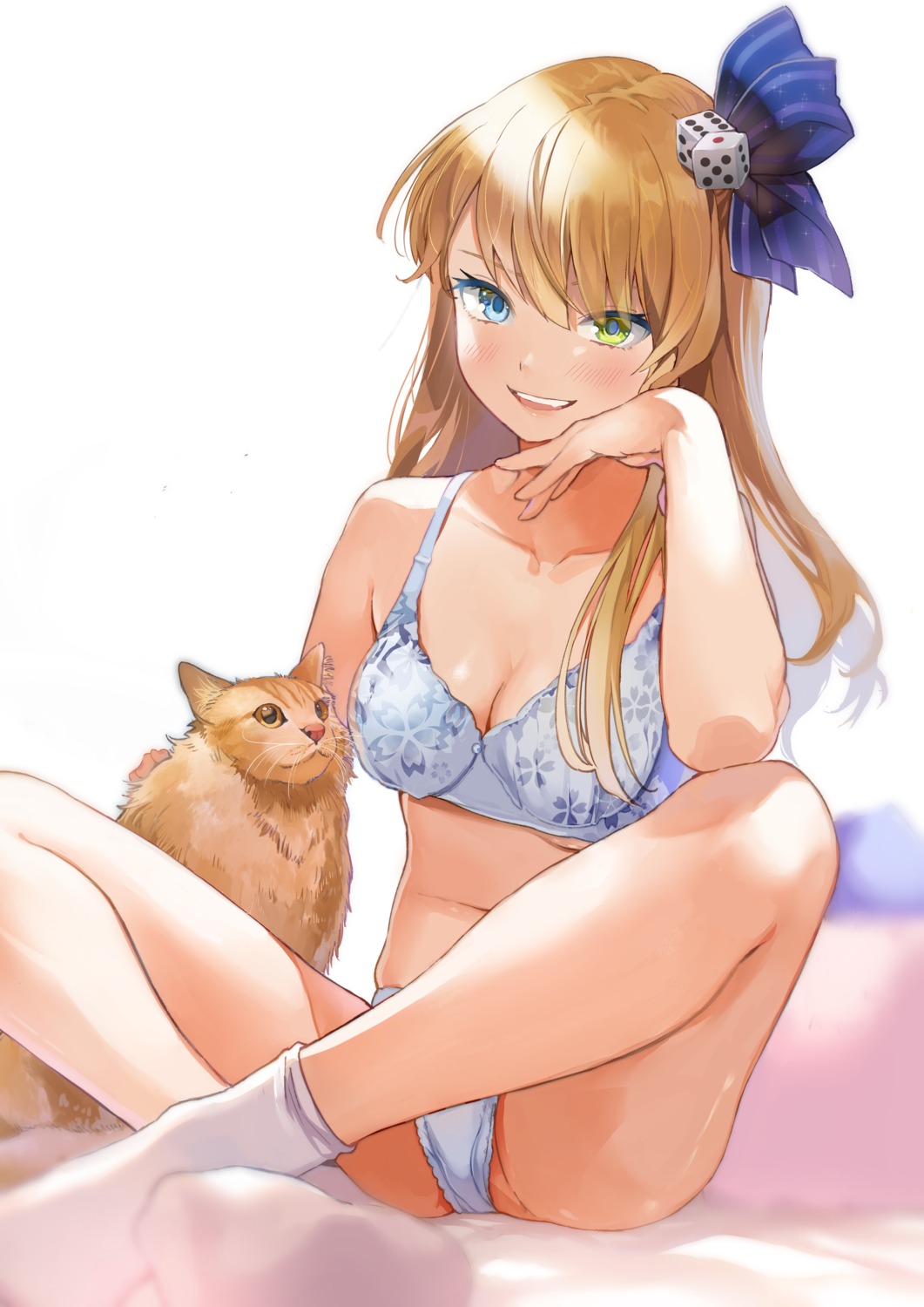 aki_(mare_desiderii) bra cleavage heterochromia neko pantsu