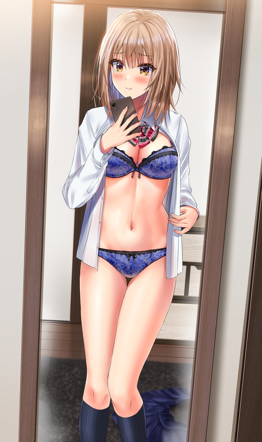 bra open_shirt pantsu seifuku selfie yukemuriganmo