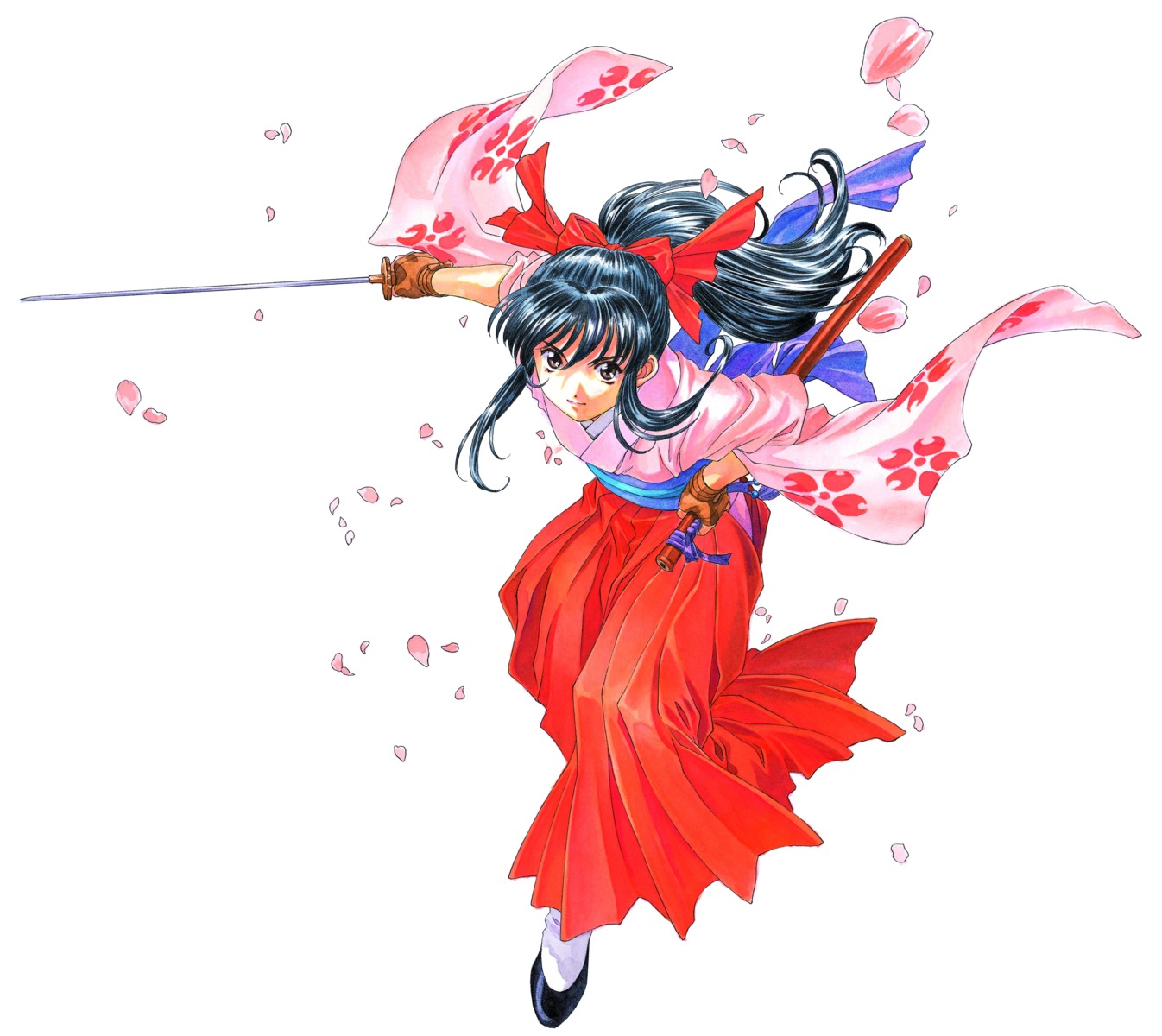 fujishima_kousuke japanese_clothes sakura_taisen shinguuji_sakura sword