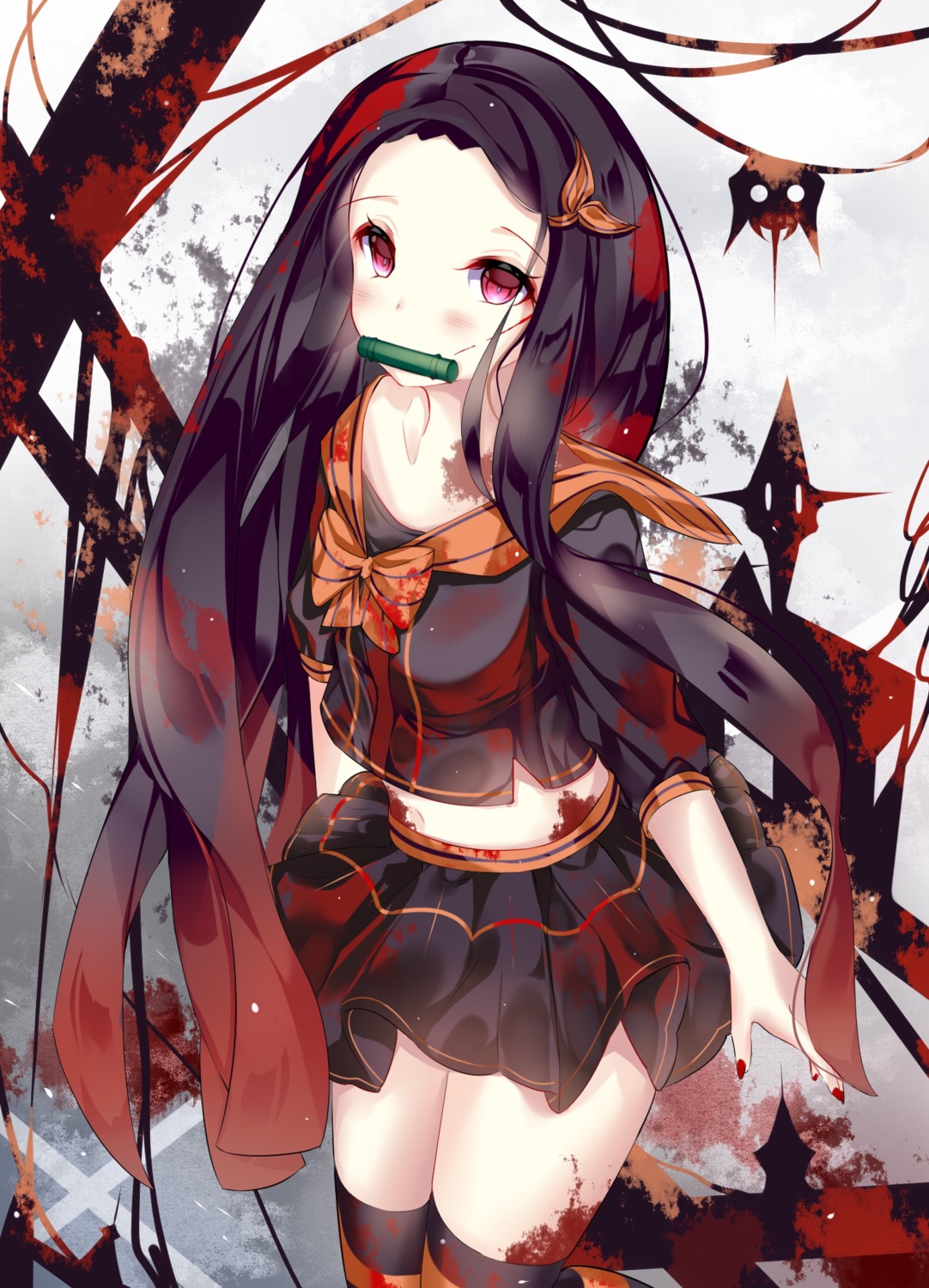 blood kamado_nezuko kimetsu_no_yaiba seifuku thighhighs user_fmc4383