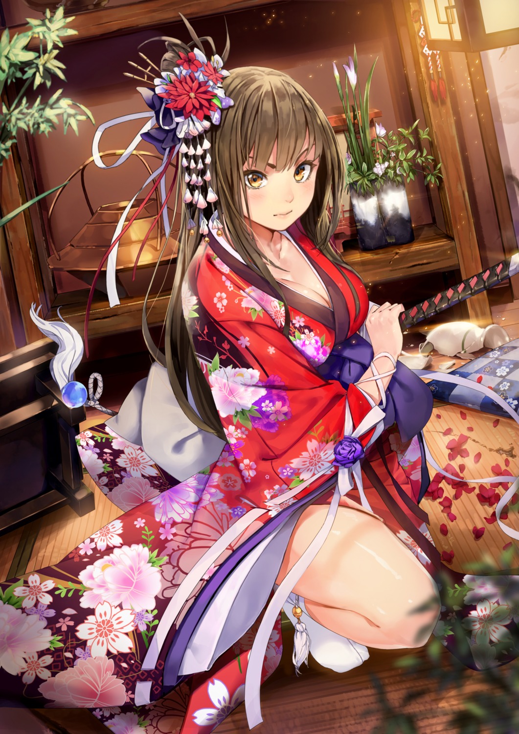 cleavage honey_yun kimono sword