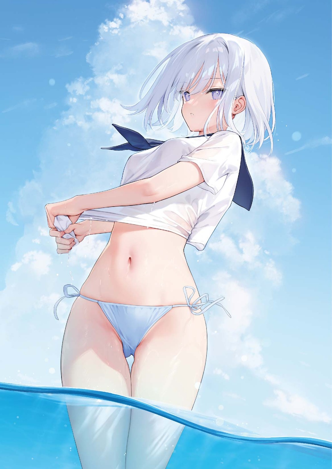 bikini jpeg_artifacts mignon see_through seifuku swimsuits wet wet_clothes