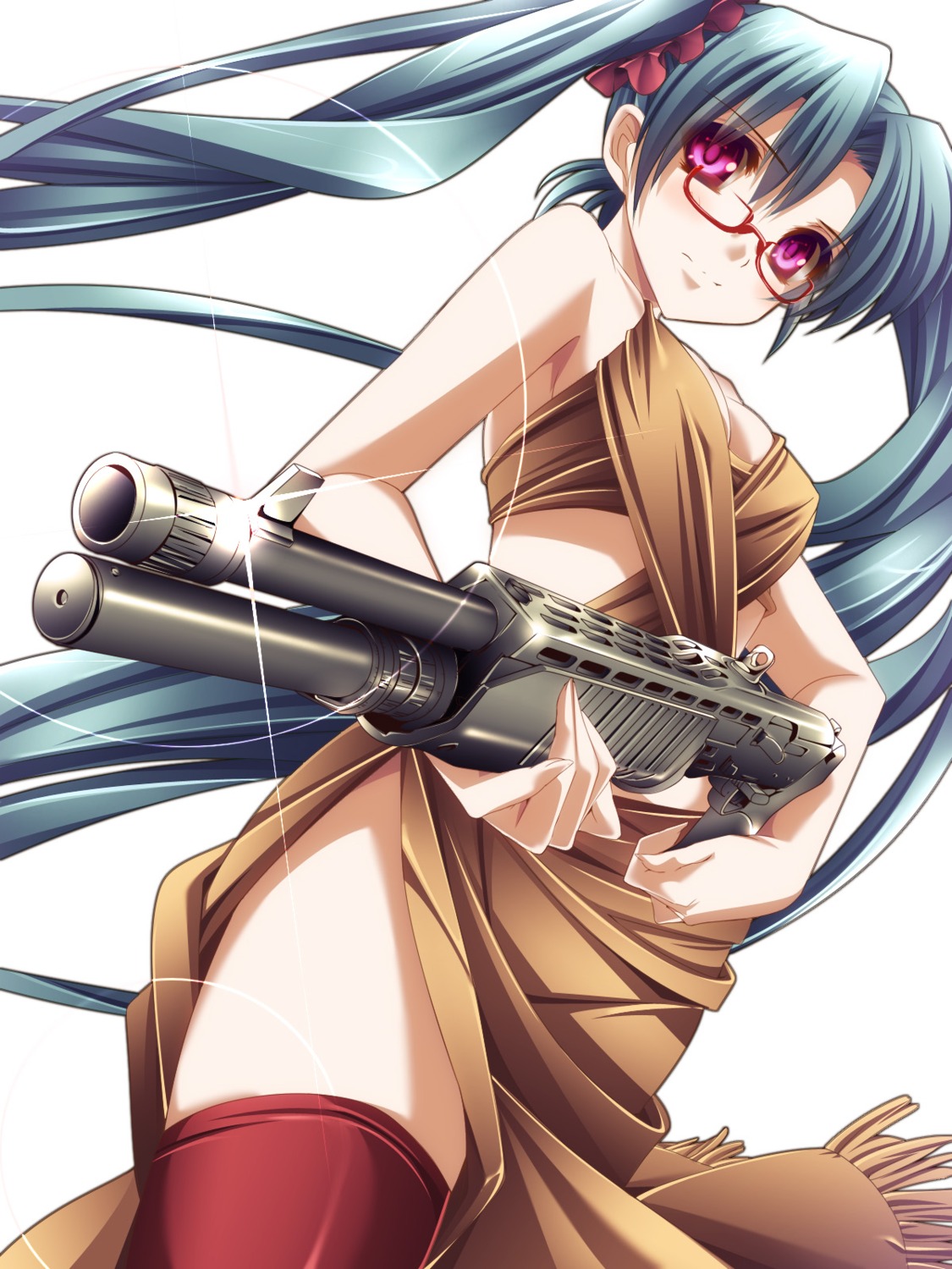 cleavage dress gun megane monety thighhighs