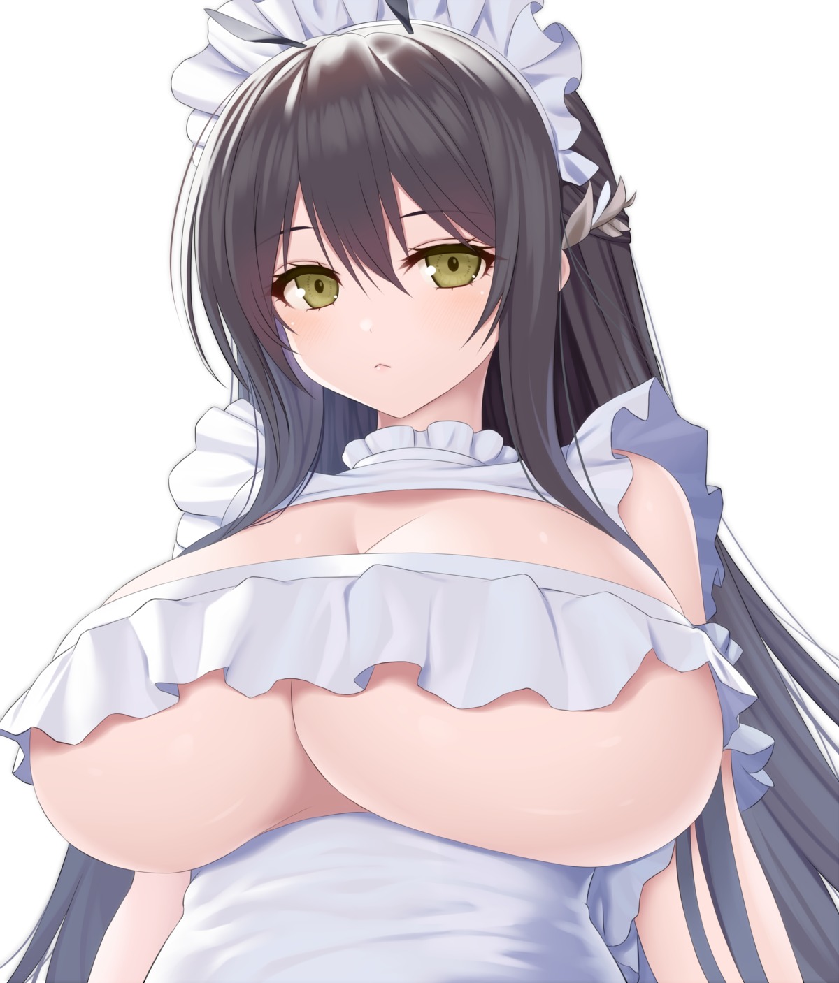 asamura_hiori azur_lane indomitable_(azur_lane) maid no_bra underboob