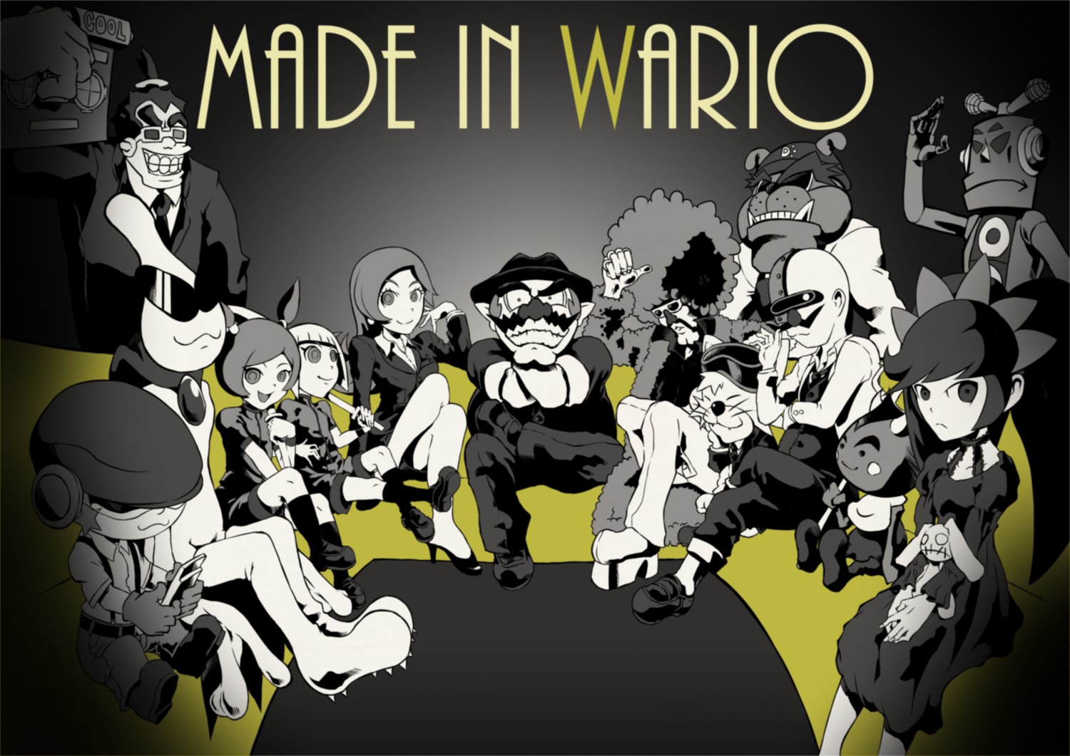 ana_(warioware) ashley_(warioware) business_suit heels jimmy_(warioware) jimmy_t kat_(warioware) mecha megane mona_(warioware) pointy_ears wario warioware