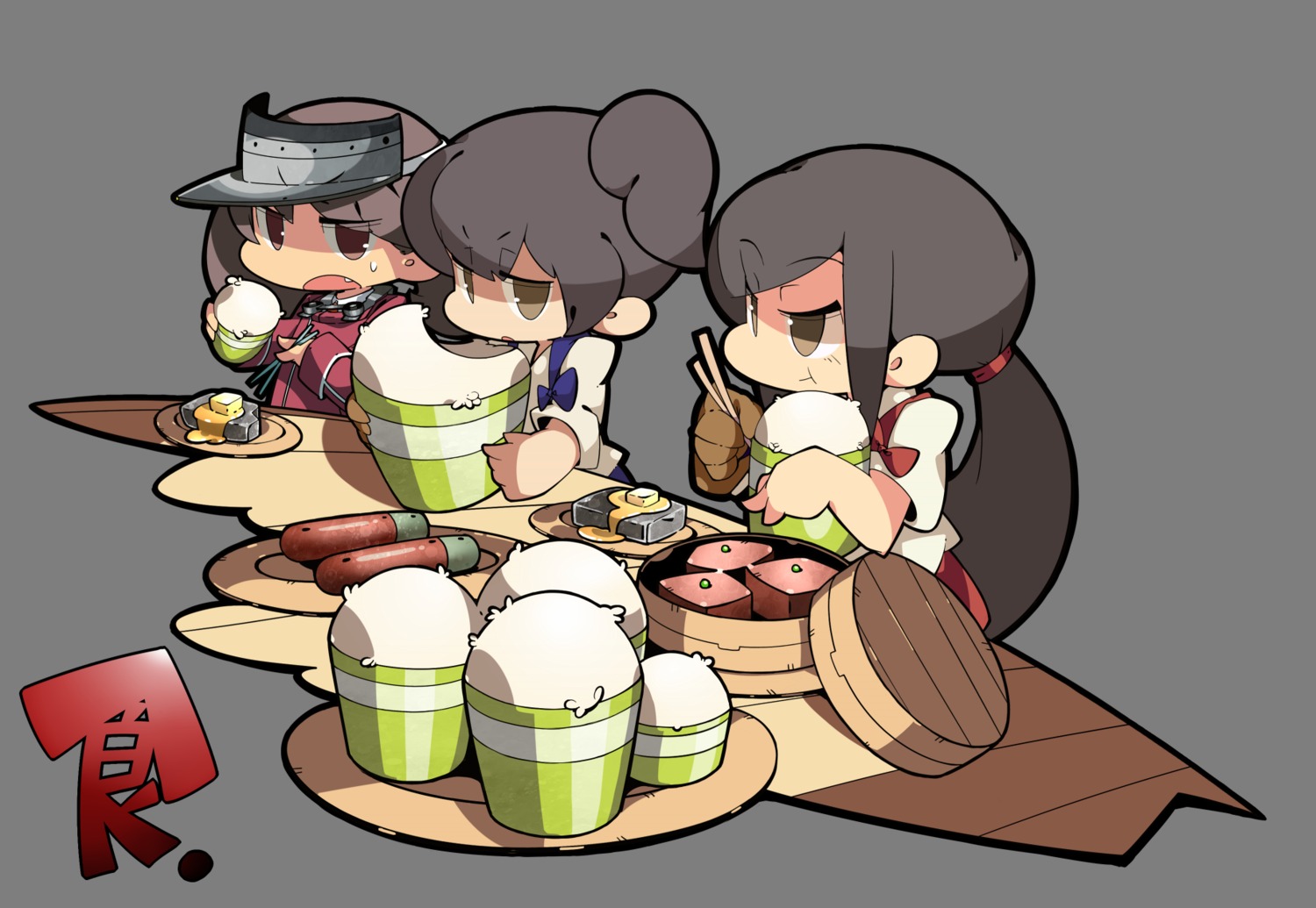 akagi_(kancolle) chibi dateneco kaga_(kancolle) kantai_collection ryuujou_(kancolle)