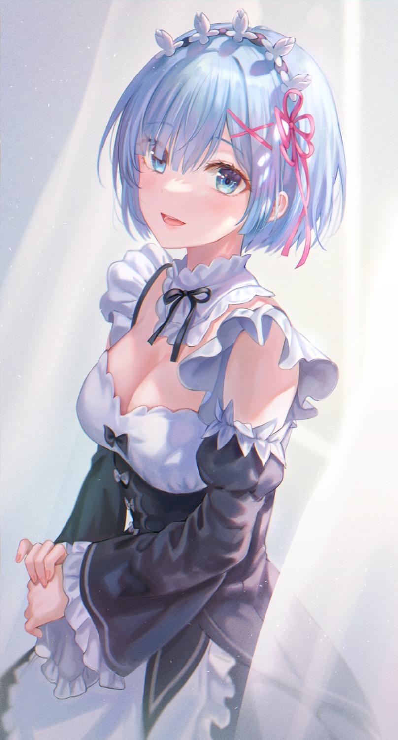 cleavage maid re_zero_kara_hajimeru_isekai_seikatsu rem_(re_zero) tokkyu