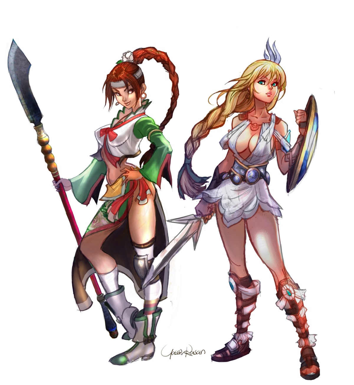 armor no_bra seung_mina sophitia_alexandra soul_calibur sword thighhighs weapon