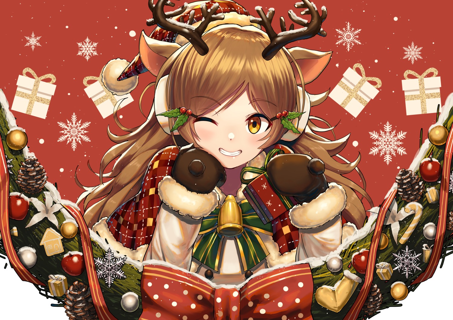 animal_ears christmas horns mazeru_(oekaki1210)