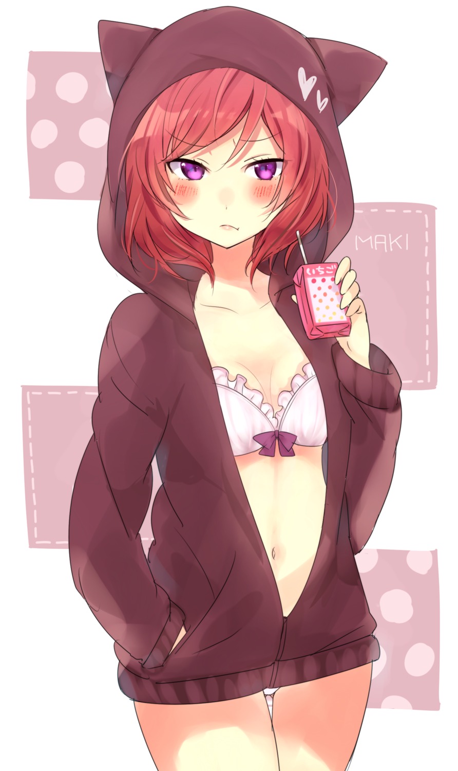 bra cleavage kakizato_shinano love_live! nishikino_maki open_shirt pantsu