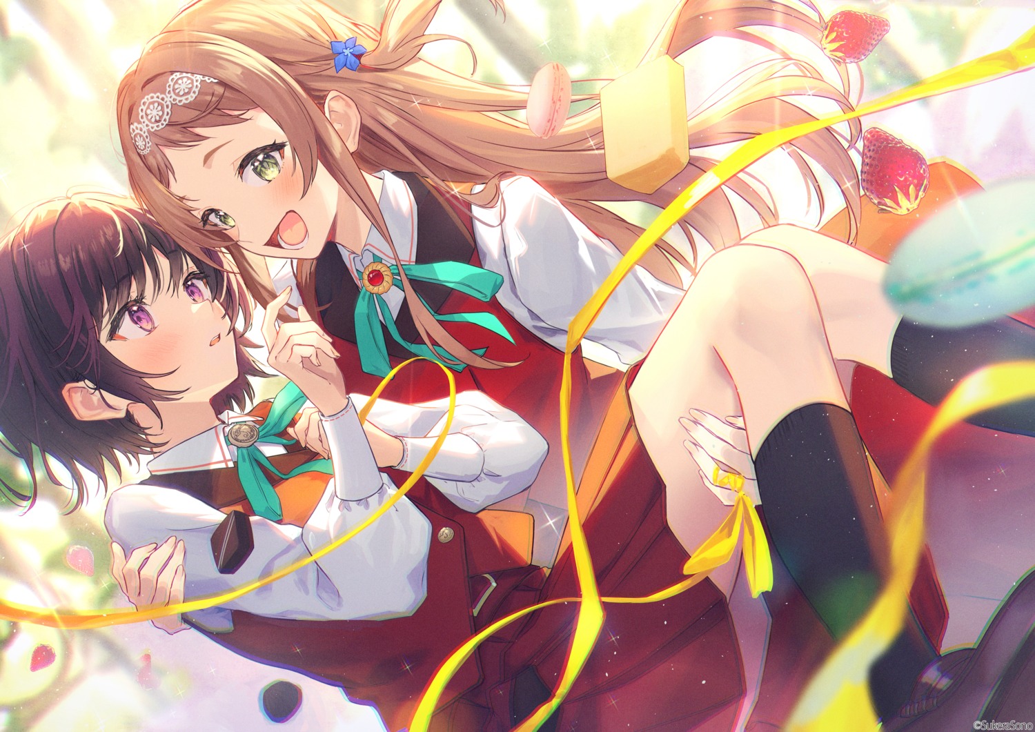 ichikawa_haru seifuku skirt_lift sukerasono yuri