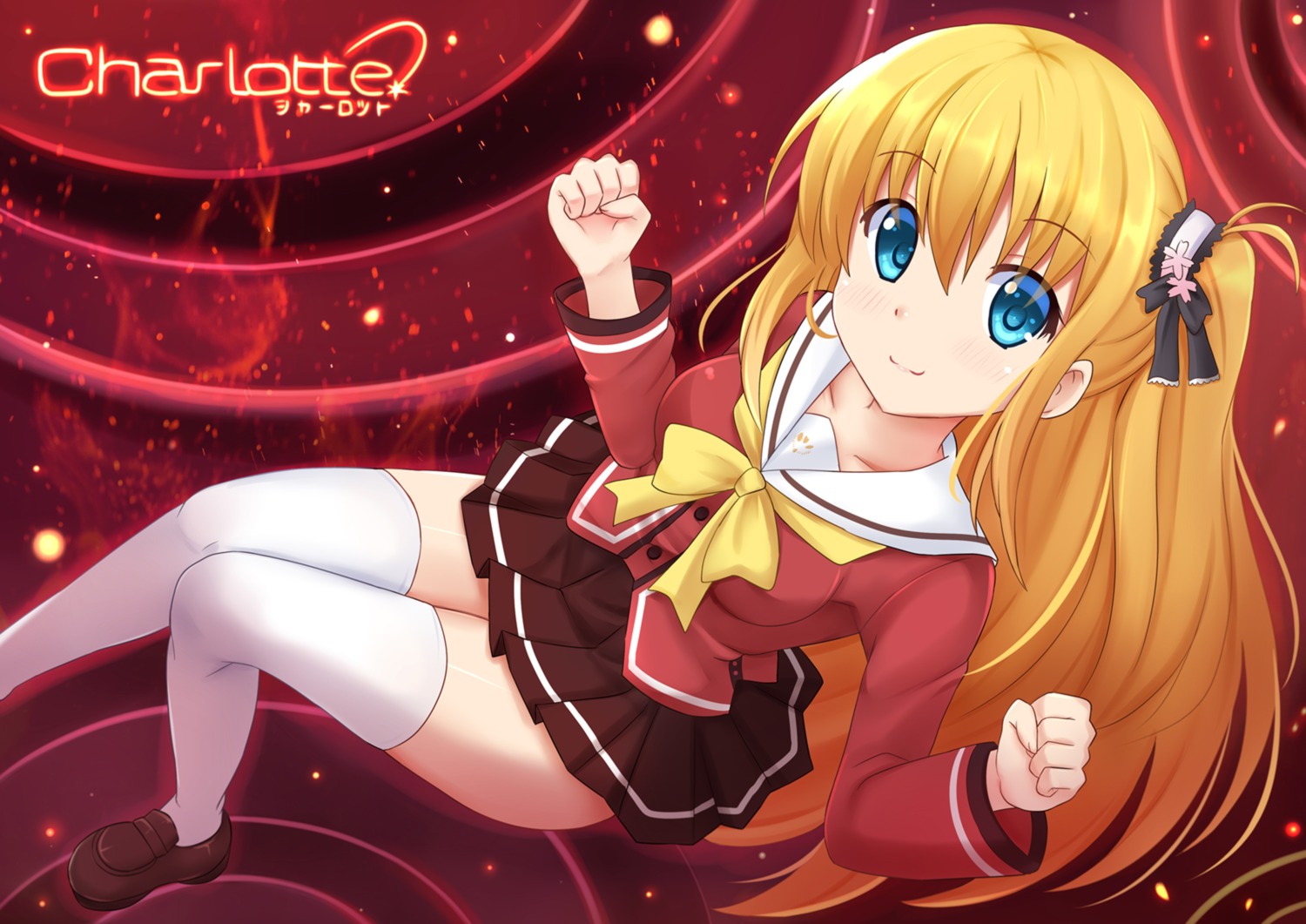 charlotte kazenokaze nishimori_yusa seifuku thighhighs