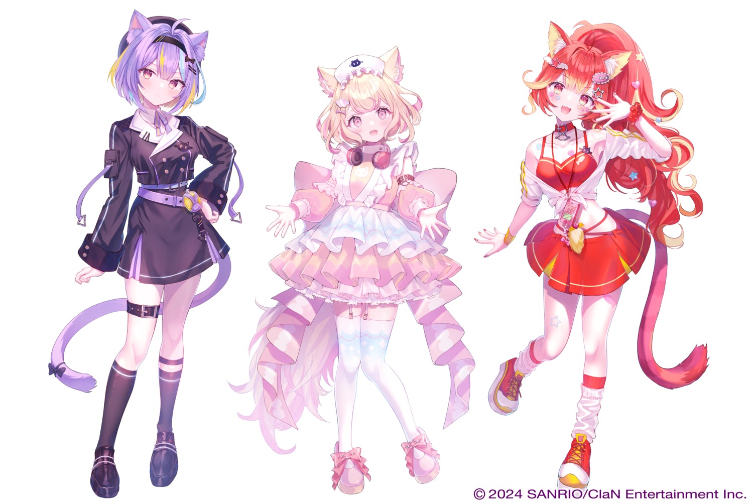 animal_ears dress garter headphones lolita_fashion nekomimi nyamaharu_eru nyamakage_neon nyamakumo_fuwari nyantasia reekaruru seifuku stockings tail tattoo thighhighs