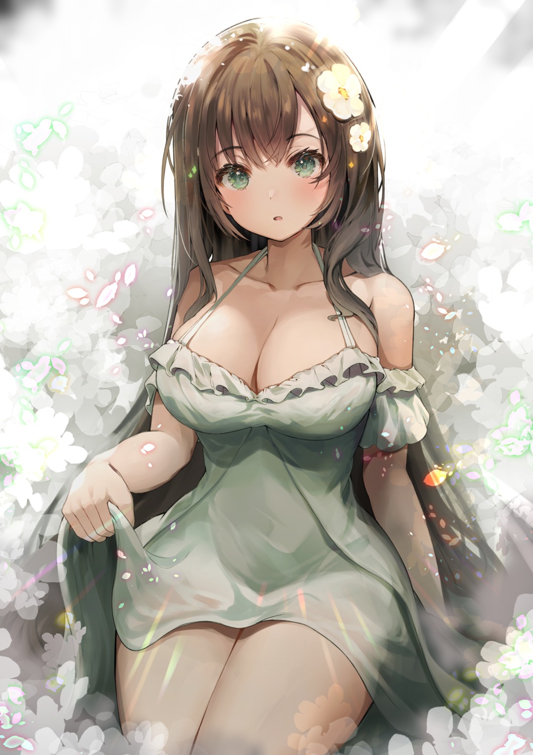 dress hiromaster_sinta_jh no_bra see_through skirt_lift summer_dress