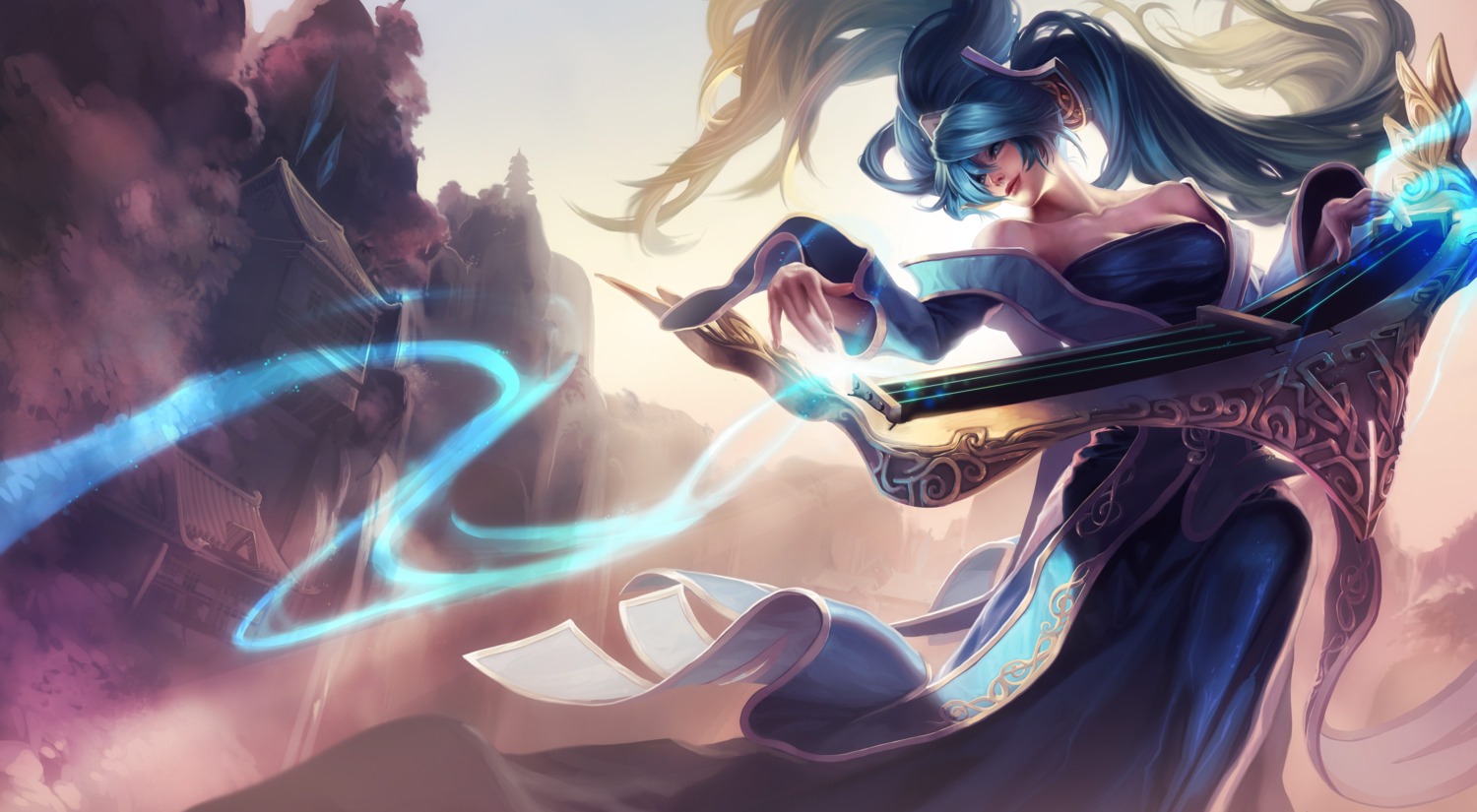 asian_clothes cleavage league_of_legends shilin sona_buvelle