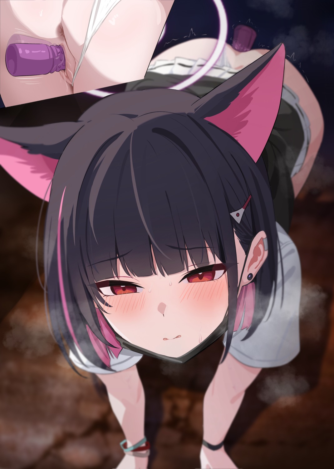 animal_ears anus blue_archive chabenmus dildo halo kyouyama_kazusa nekomimi pantsu panty_pull pussy pussy_juice seifuku skirt_lift thong uncensored vibrator