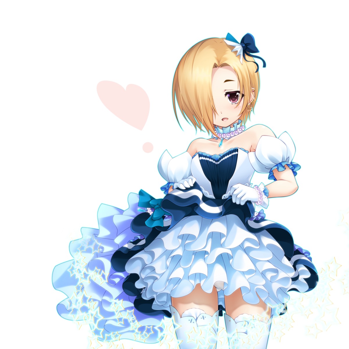 dress pantsu shirasaka_koume skirt_lift tebukuro the_idolm@ster the_idolm@ster_cinderella_girls the_idolm@ster_cinderella_girls_starlight_stage thighhighs