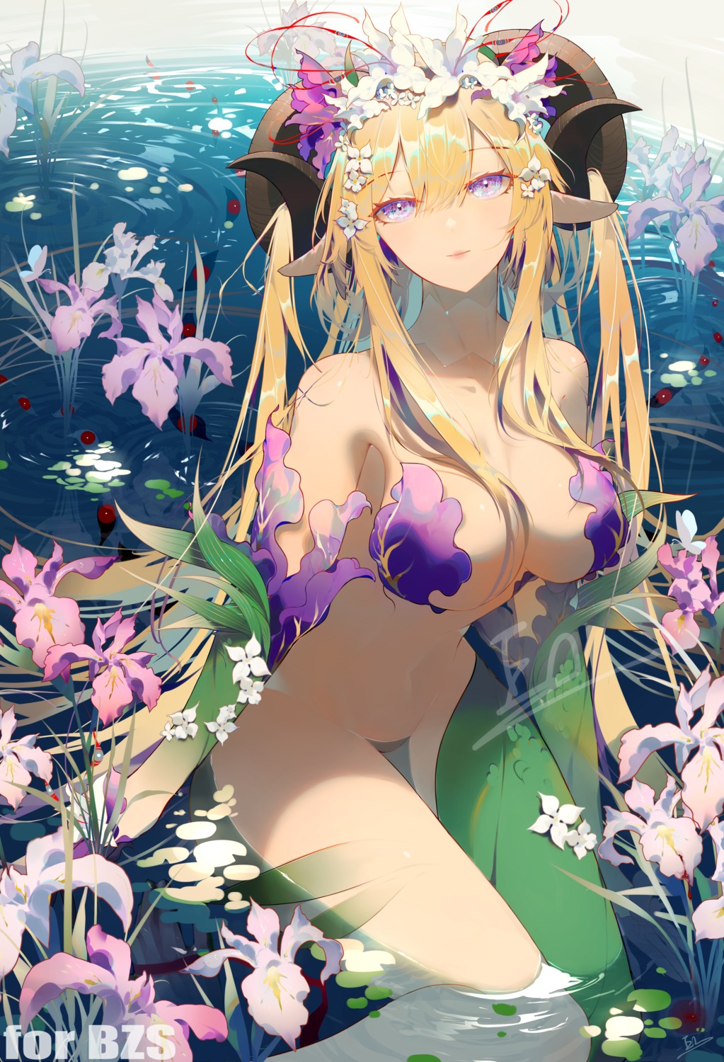 animal_ears bottomless en_(976989738) horns no_bra touhou wet yakumo_yukari