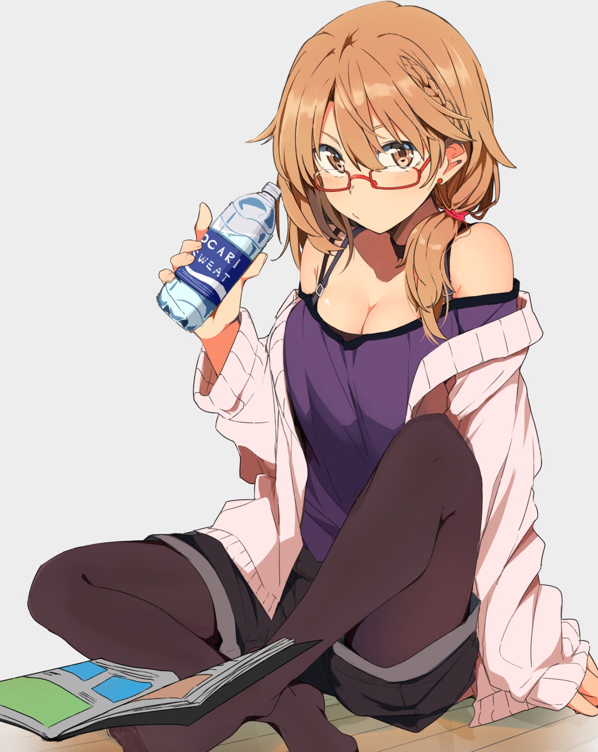 cleavage feet kazenoko megane pantyhose sweater