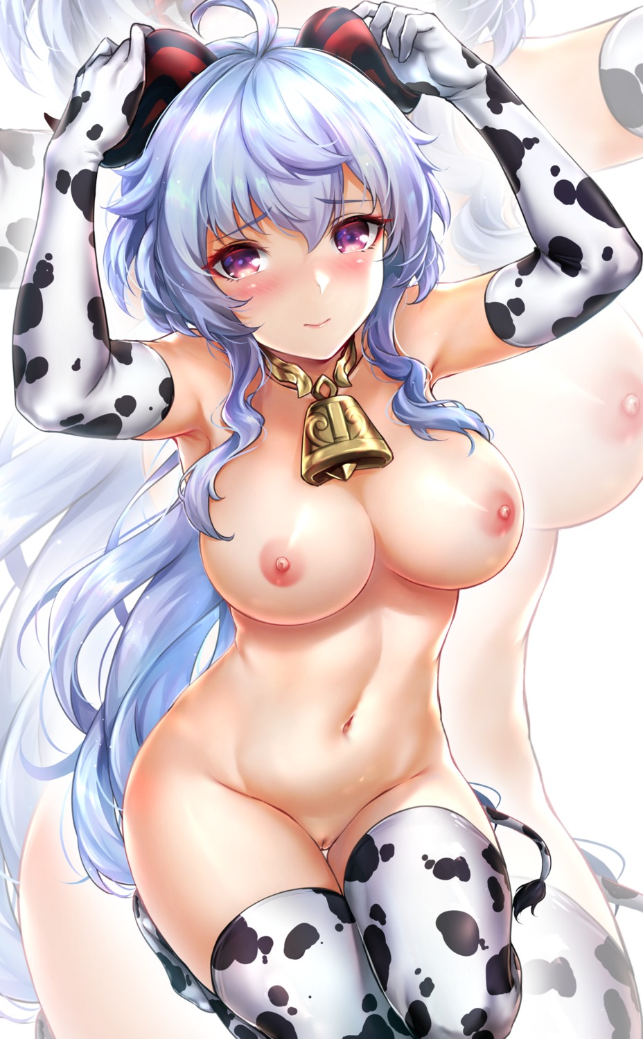 ganyu genshin_impact horns naked nipples pussy rei_kun tail thighhighs uncensored