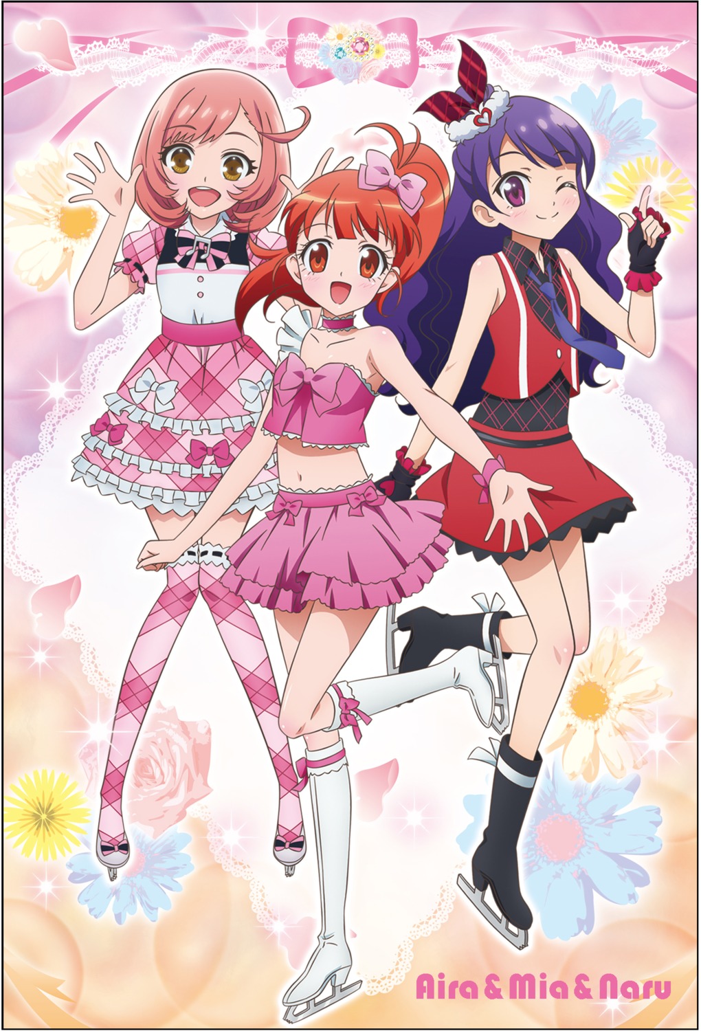 ageha_mia ayase_naru dress harune_aira heels ice_skating pretty_rhythm pretty_rhythm:_rainbow_live pretty_series thighhighs