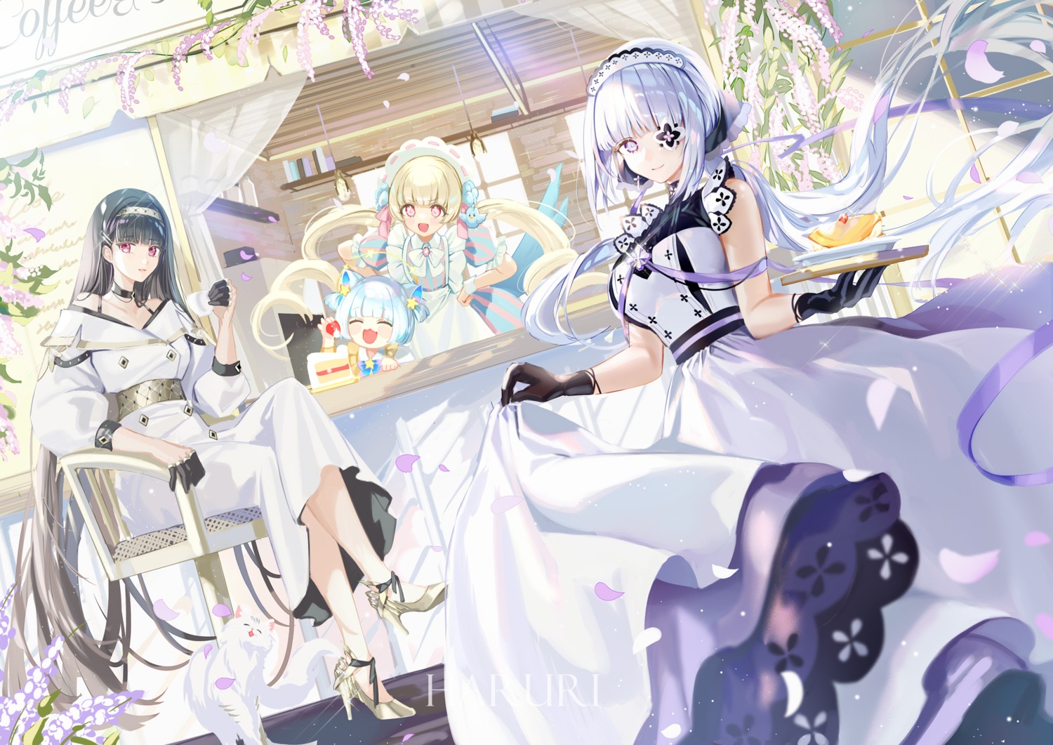 animal_ears eyepatch haruri heels maid skirt_lift