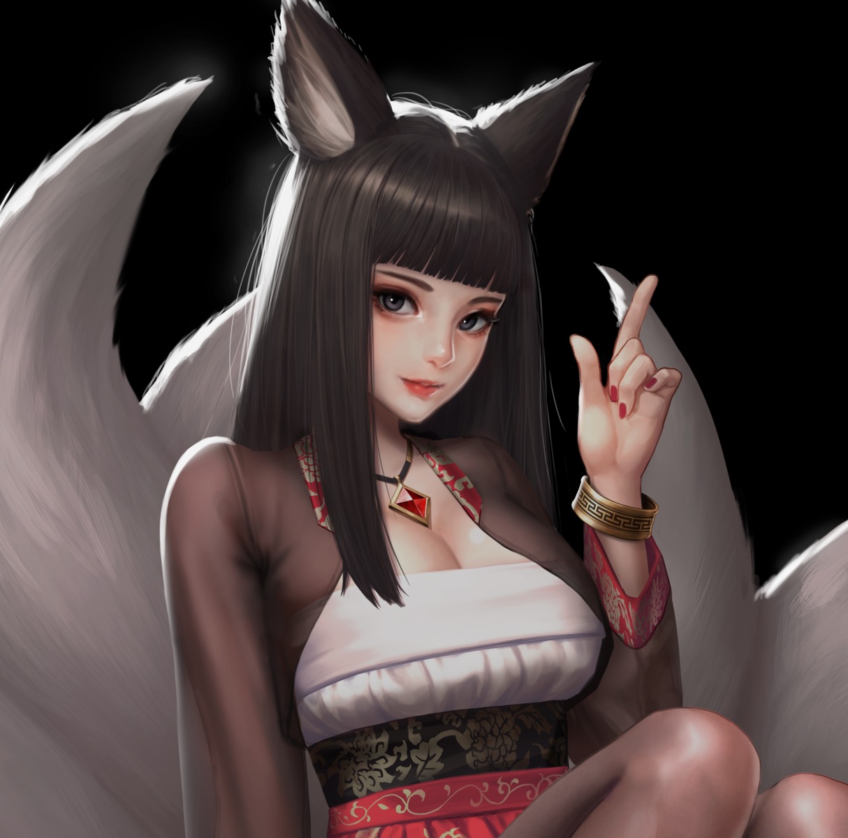 animal_ears asian_clothes kim_jungon kitsune see_through tail