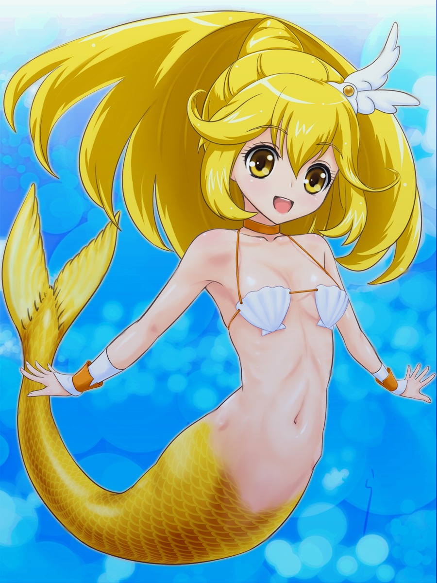 bikini_top kise_yayoi mermaid monster_girl pretty_cure rasukaru smile_precure! swimsuits