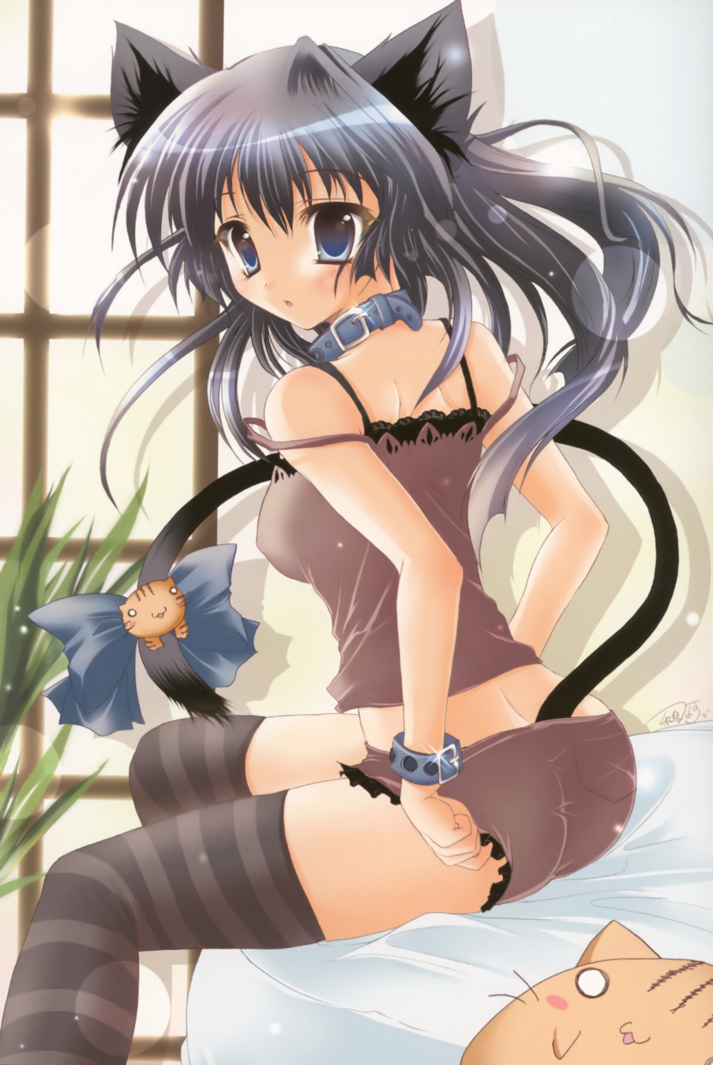 animal_ears ass izumi_tsubasu lingerie nekomimi pantsu tail thighhighs