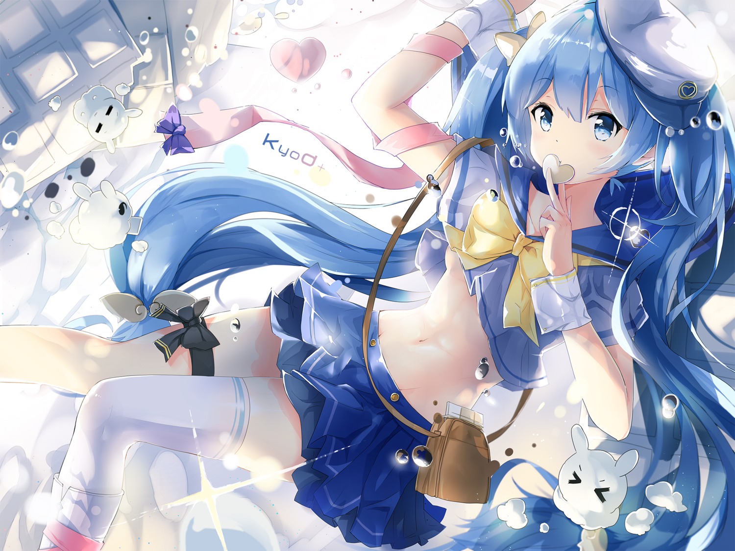 asahi_kuroi hatsune_miku seifuku thighhighs vocaloid