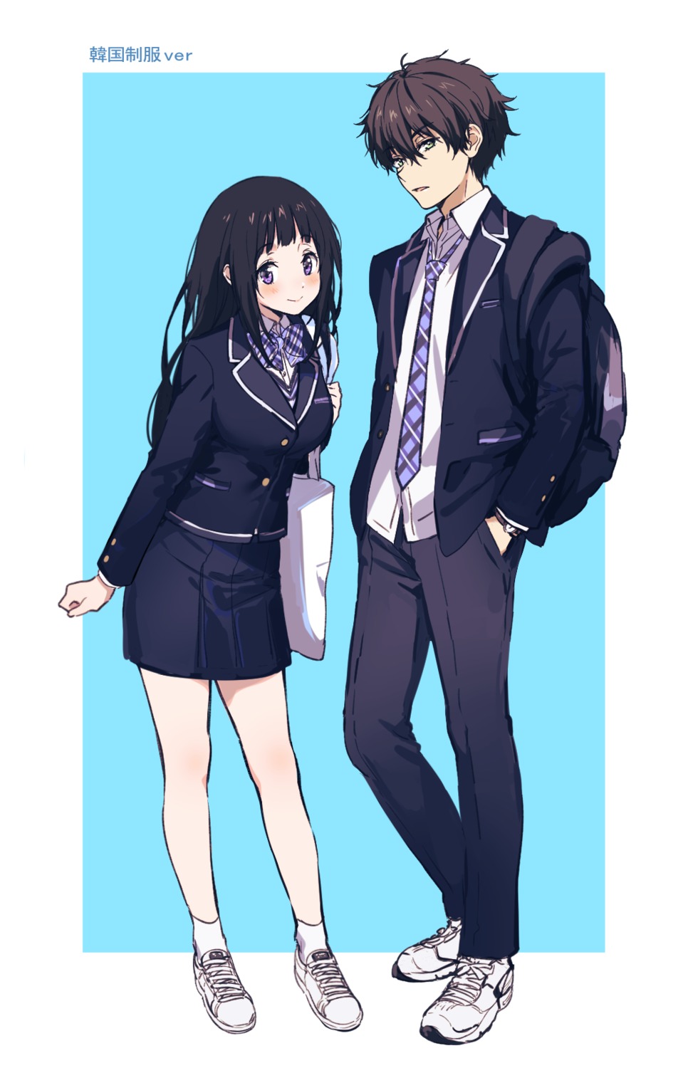 chitanda_eru hyouka mery_(yangmalgage) oreki_houtarou seifuku