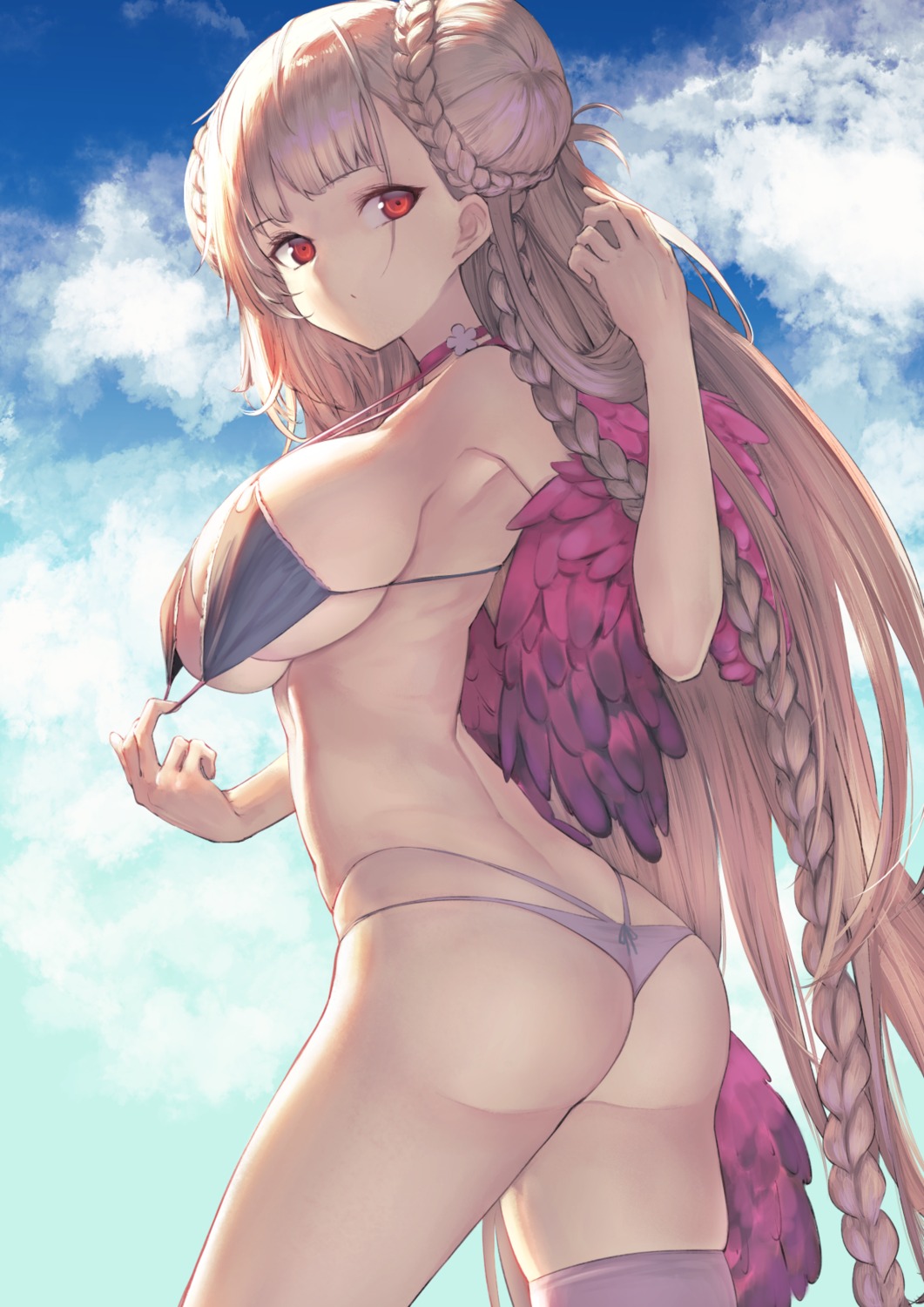 ass azur_lane bikini formidable_(azur_lane) itaco swimsuits thighhighs thong undressing