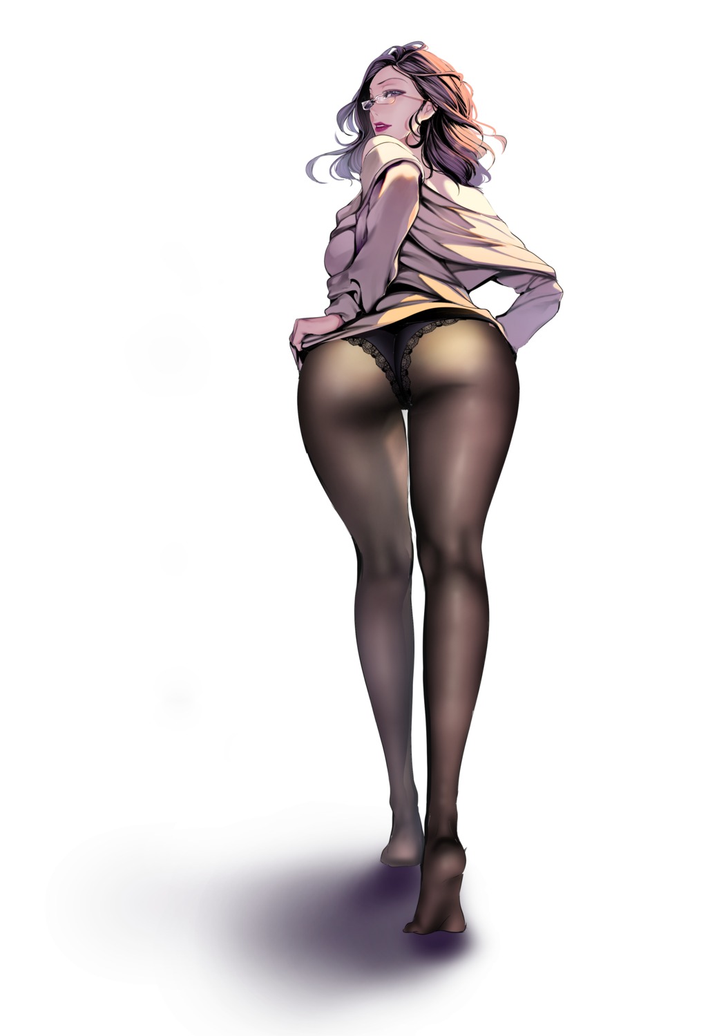 ass brave_new_world detexted megane pantsu pantyhose skirt_lift thong yoongonji