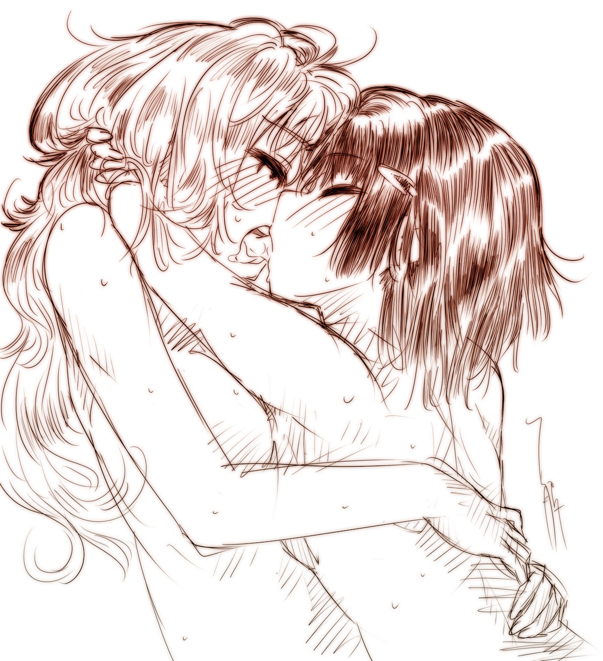 monochrome naked ryou_(shirotsumesou) yuri