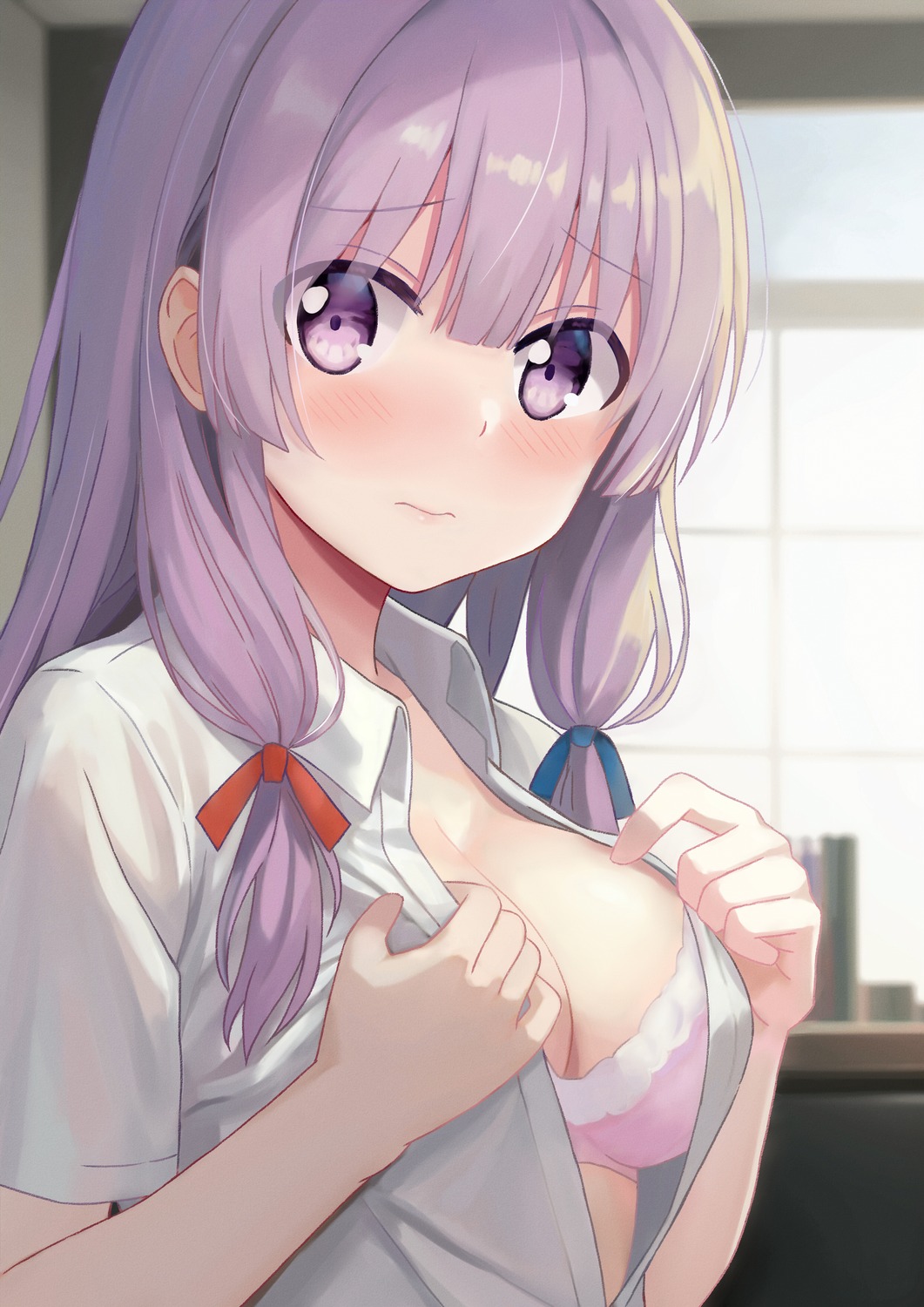 bra hoshimitooni open_shirt patchouli_knowledge touhou undressing