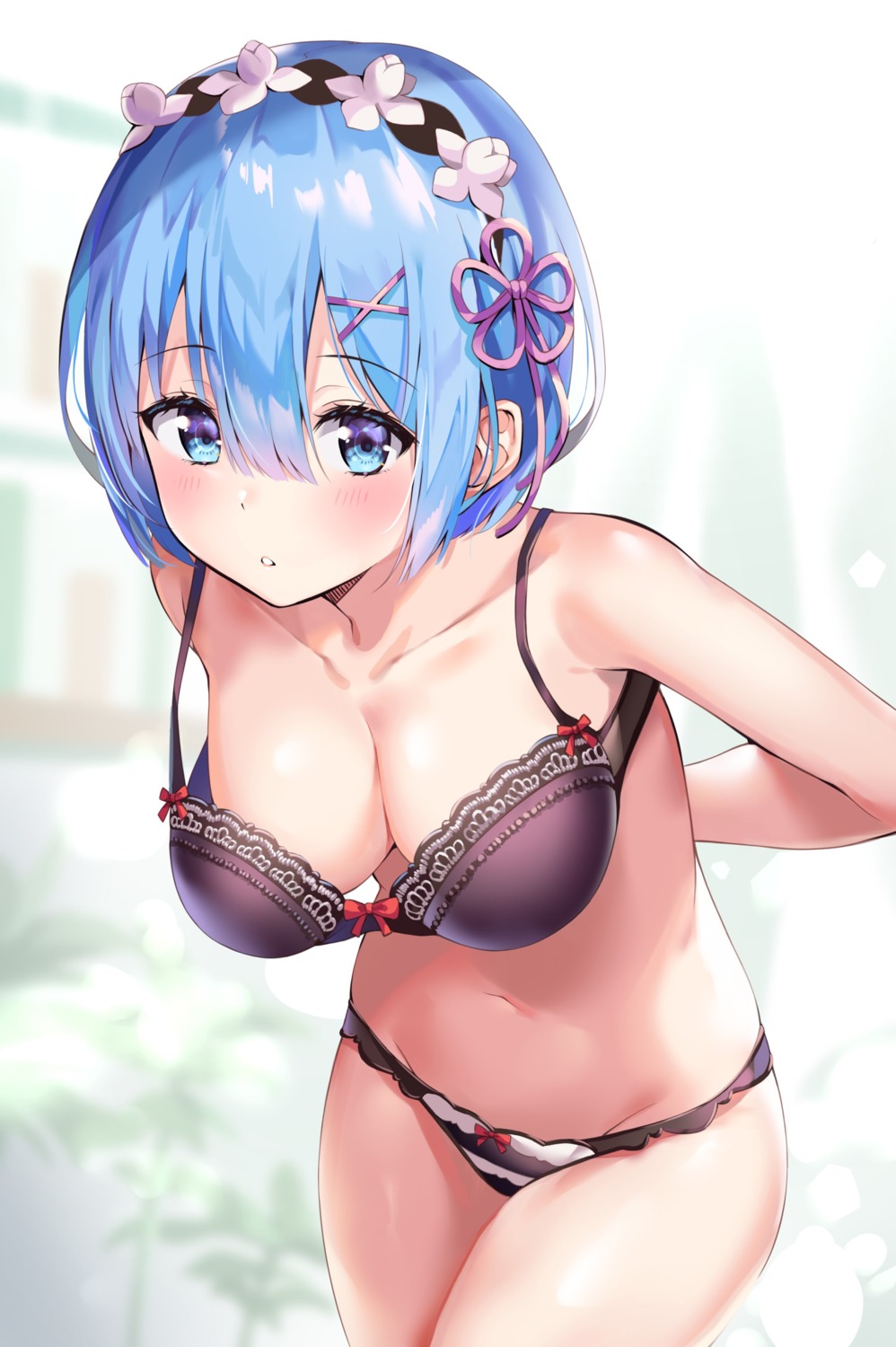 ale_nqki bra pantsu re_zero_kara_hajimeru_isekai_seikatsu rem_(re_zero) shimapan undressing