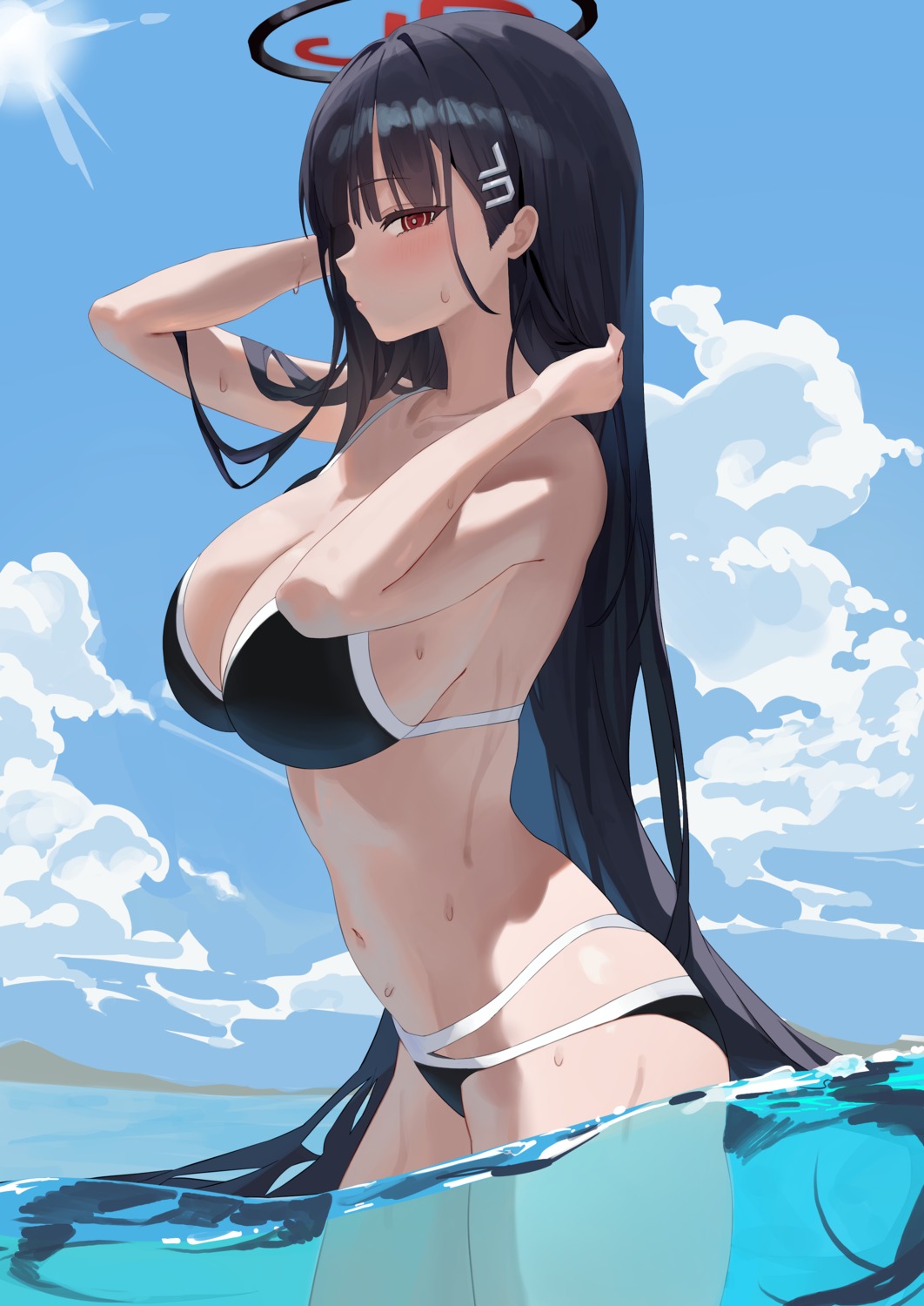 bikini blue_archive halo hido88 swimsuits tsukatsuki_rio wet