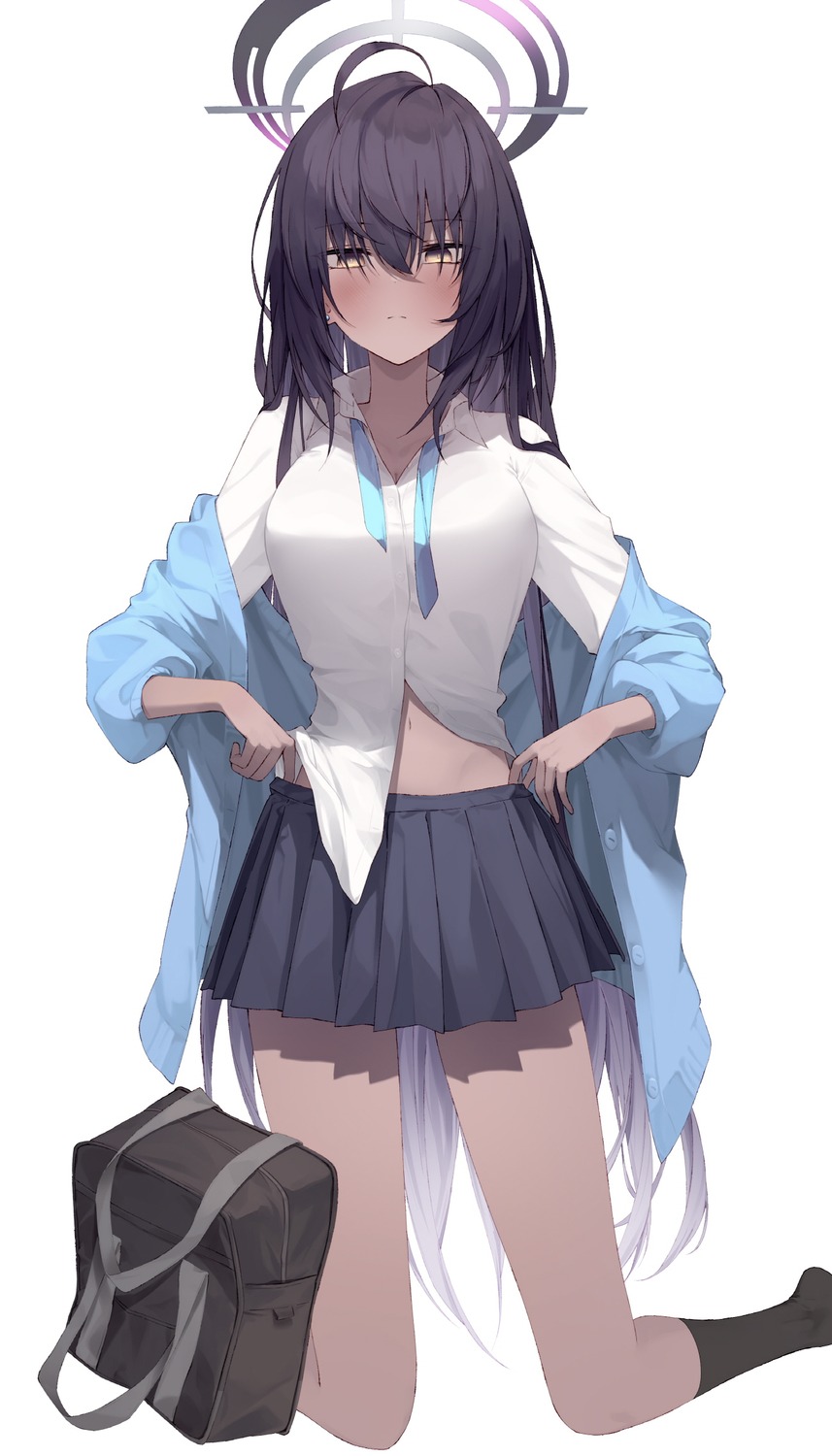 blue_archive halo kakudate_karin seifuku soya_(torga) sweater