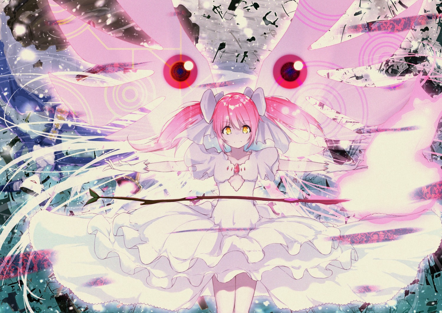 dermar kaname_madoka puella_magi_madoka_magica skirt_lift ultimate_madoka wings